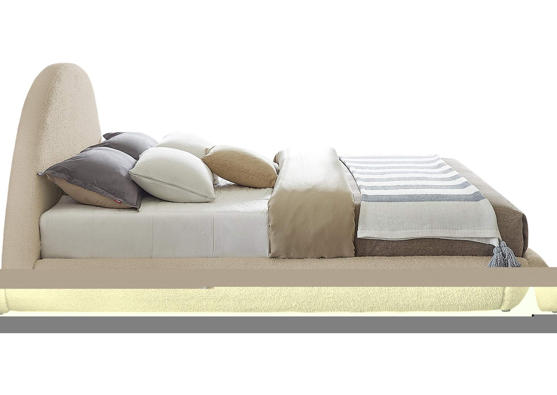 Rudy Beige Teddy Fabric Queen Bed,Meridian Furniture