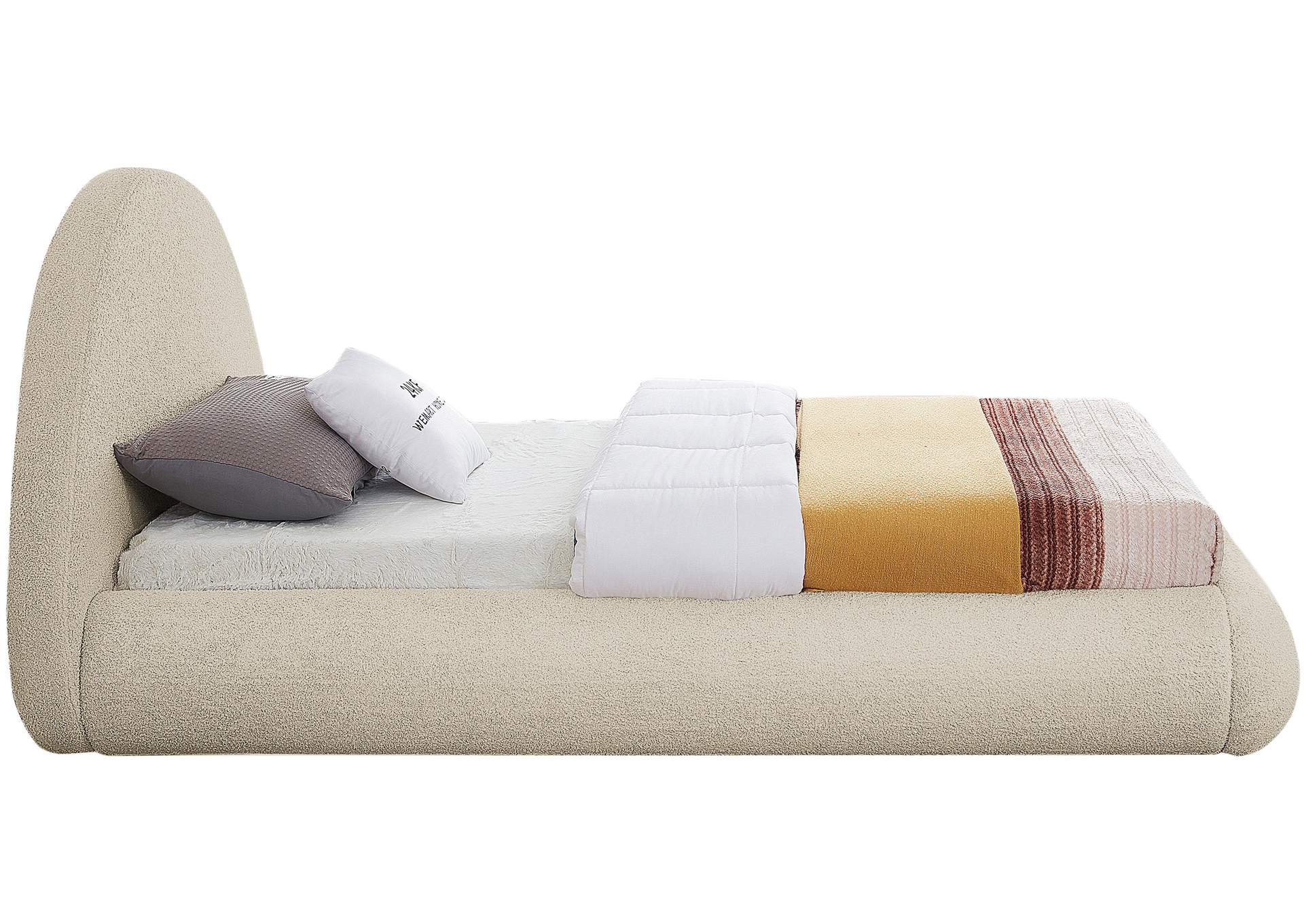 Rudy Beige Teddy Fabric Twin Bed,Meridian Furniture