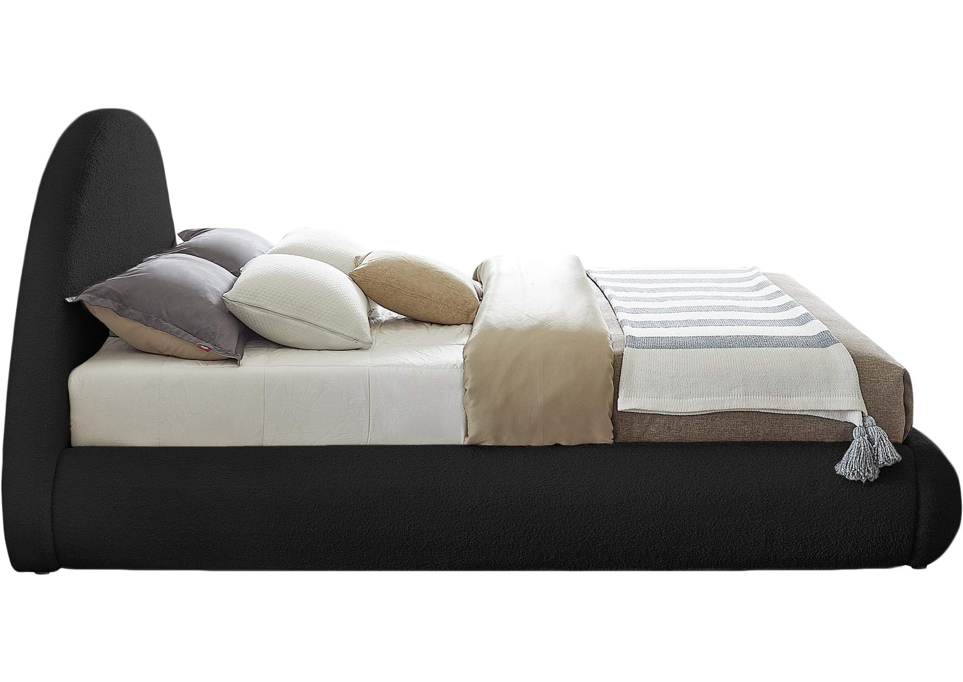 Rudy Black Teddy Fabric King Bed,Meridian Furniture