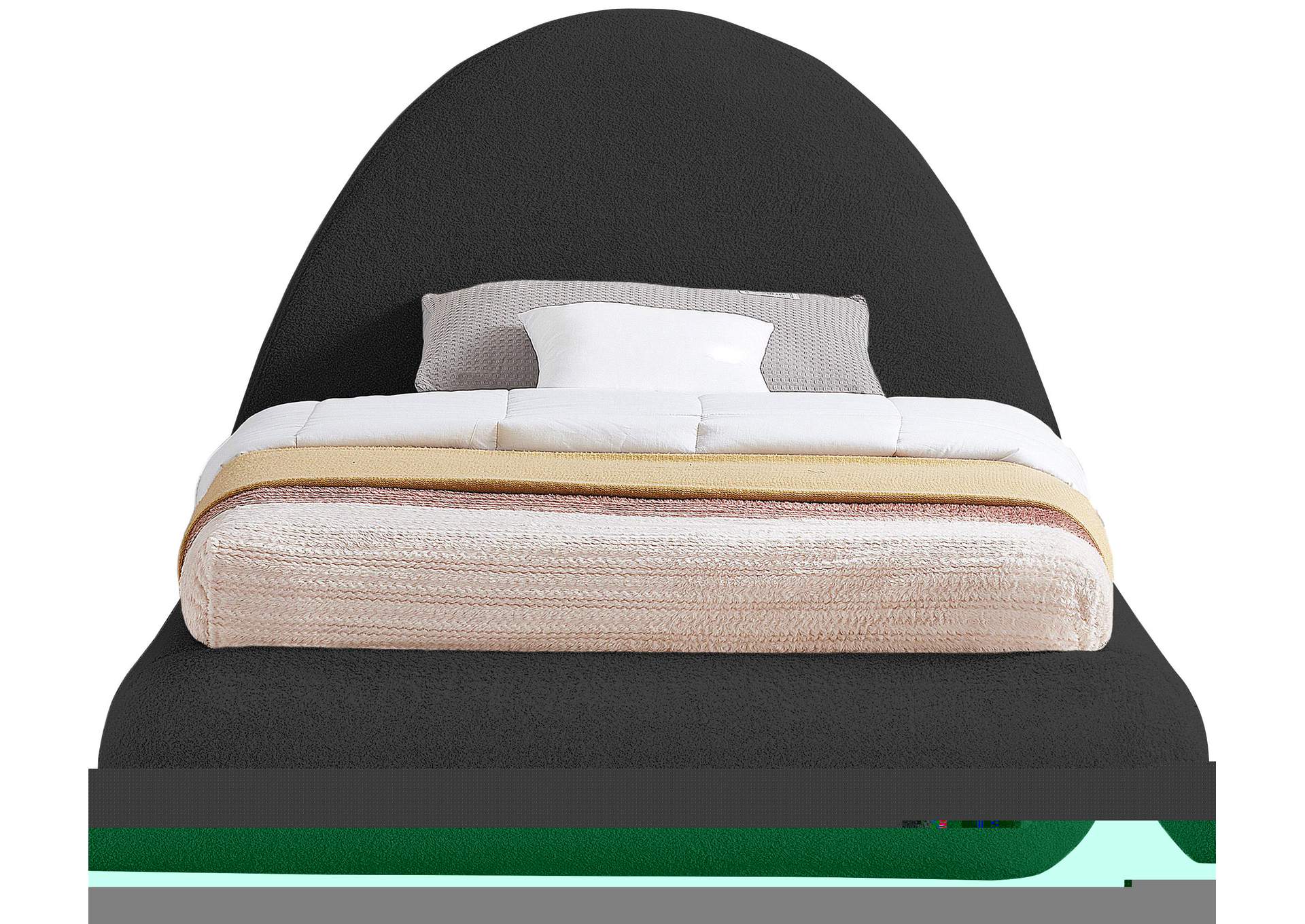 Rudy Black Teddy Fabric Twin Bed,Meridian Furniture