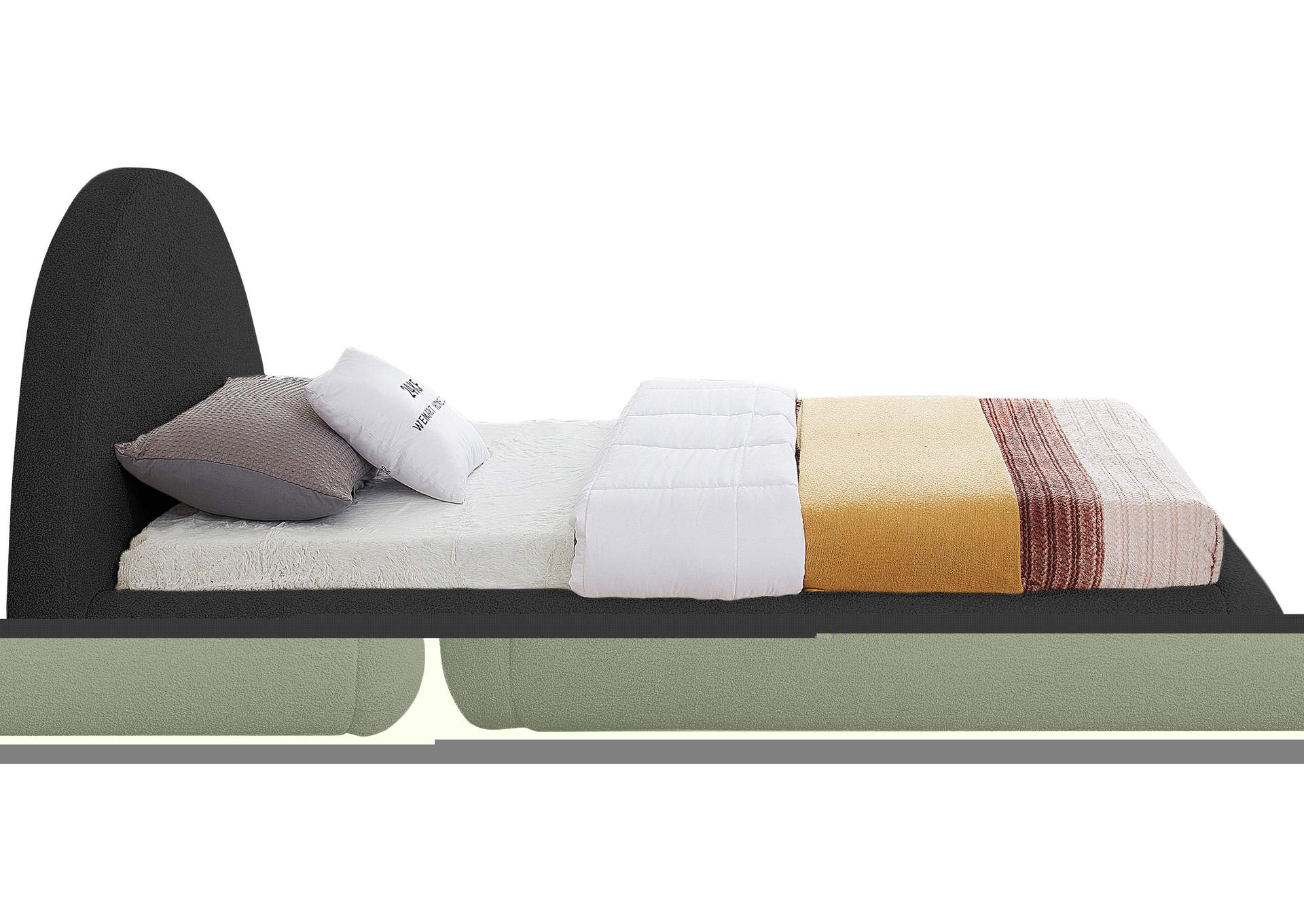 Rudy Black Teddy Fabric Twin Bed,Meridian Furniture