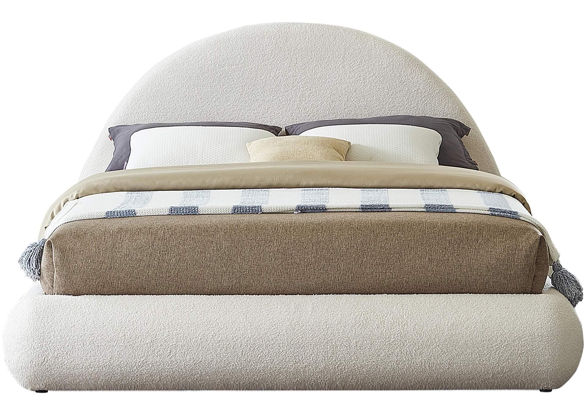 Rudy Cream Teddy Fabric King Bed,Meridian Furniture