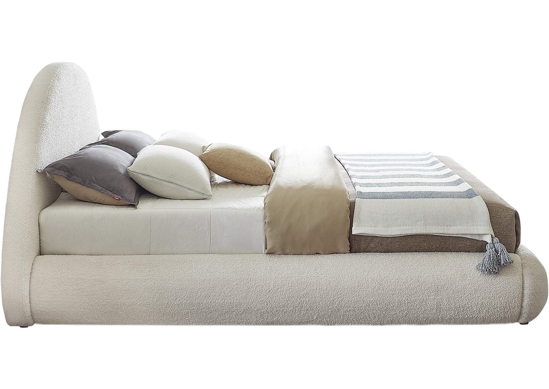 Rudy Cream Teddy Fabric King Bed,Meridian Furniture