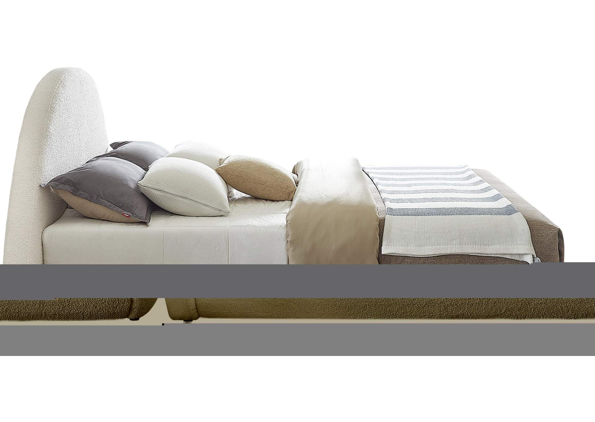 Rudy Cream Teddy Fabric Queen Bed,Meridian Furniture