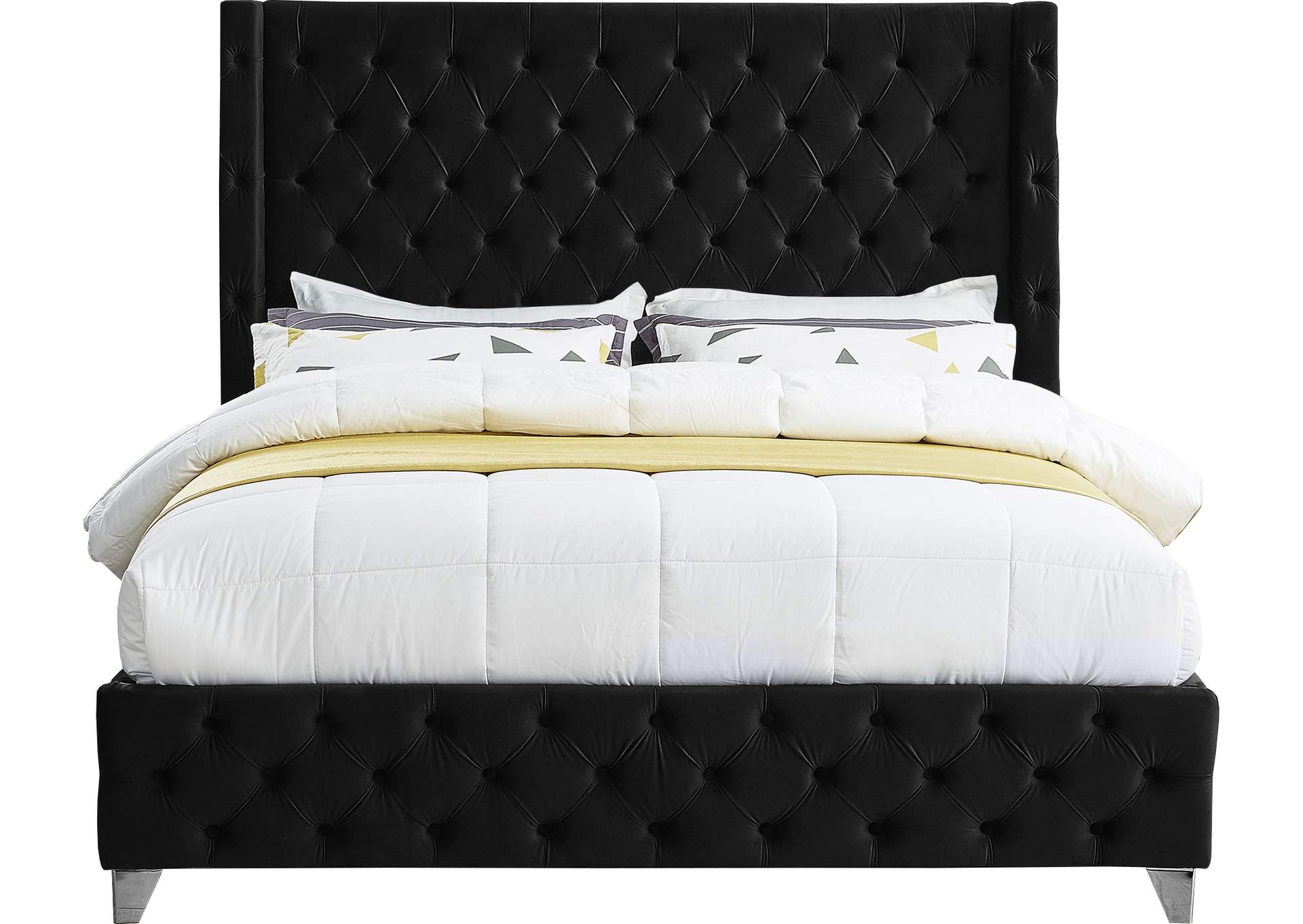 Savan Black Velvet Full Bed,Meridian Furniture