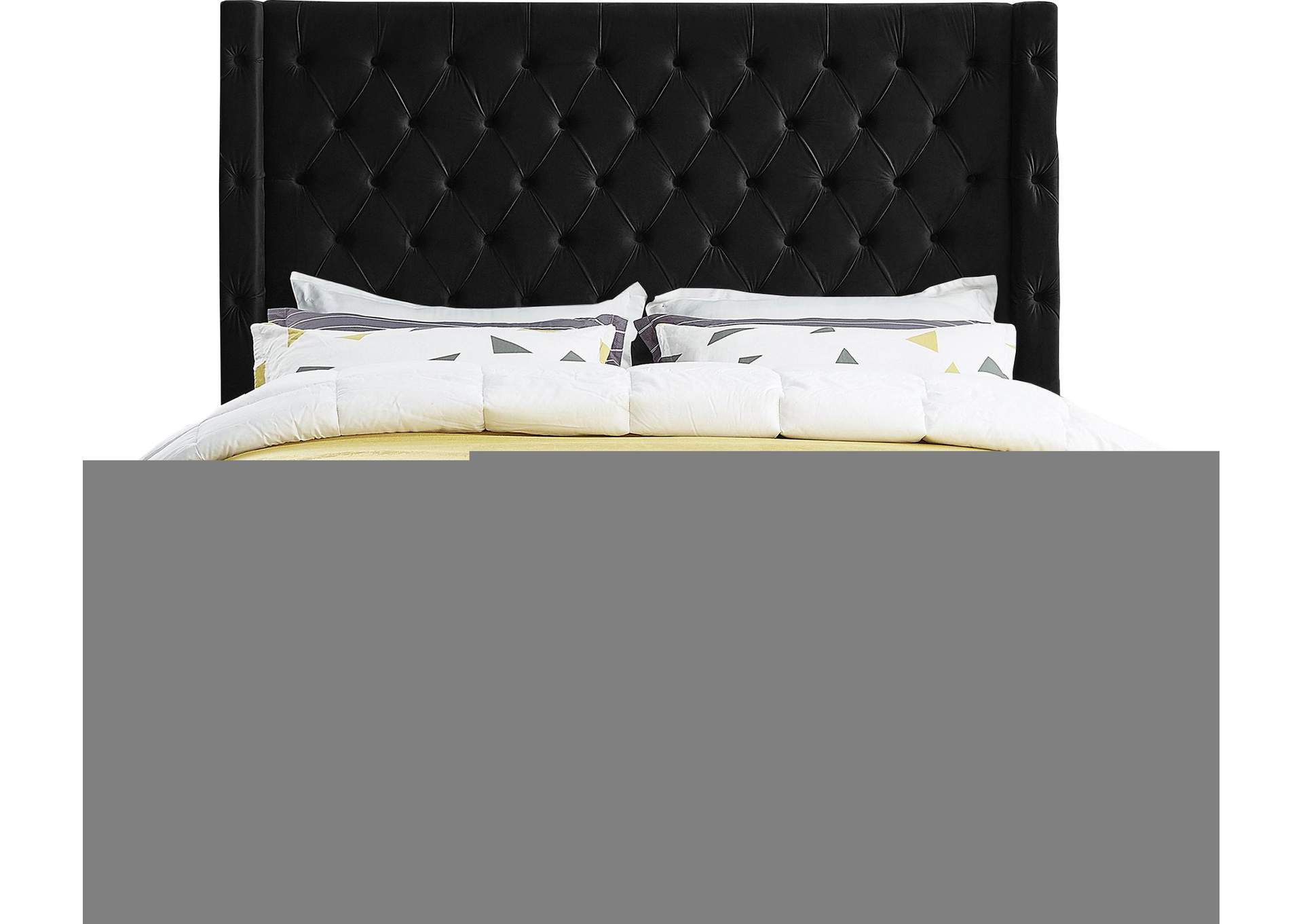 Savan Black Velvet Queen Bed,Meridian Furniture