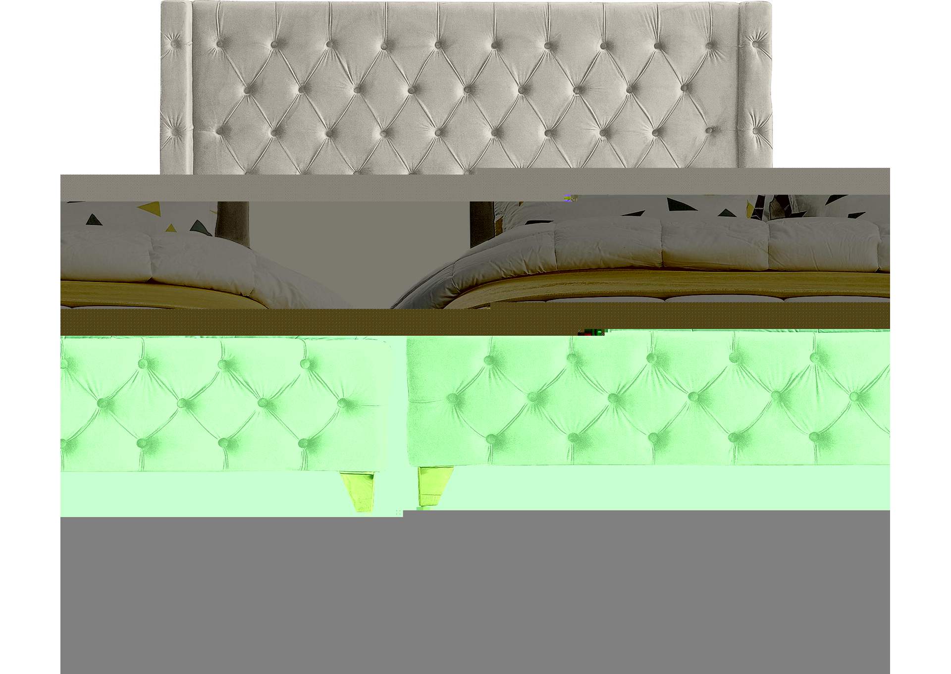 Savan Cream Velvet Queen Bed,Meridian Furniture