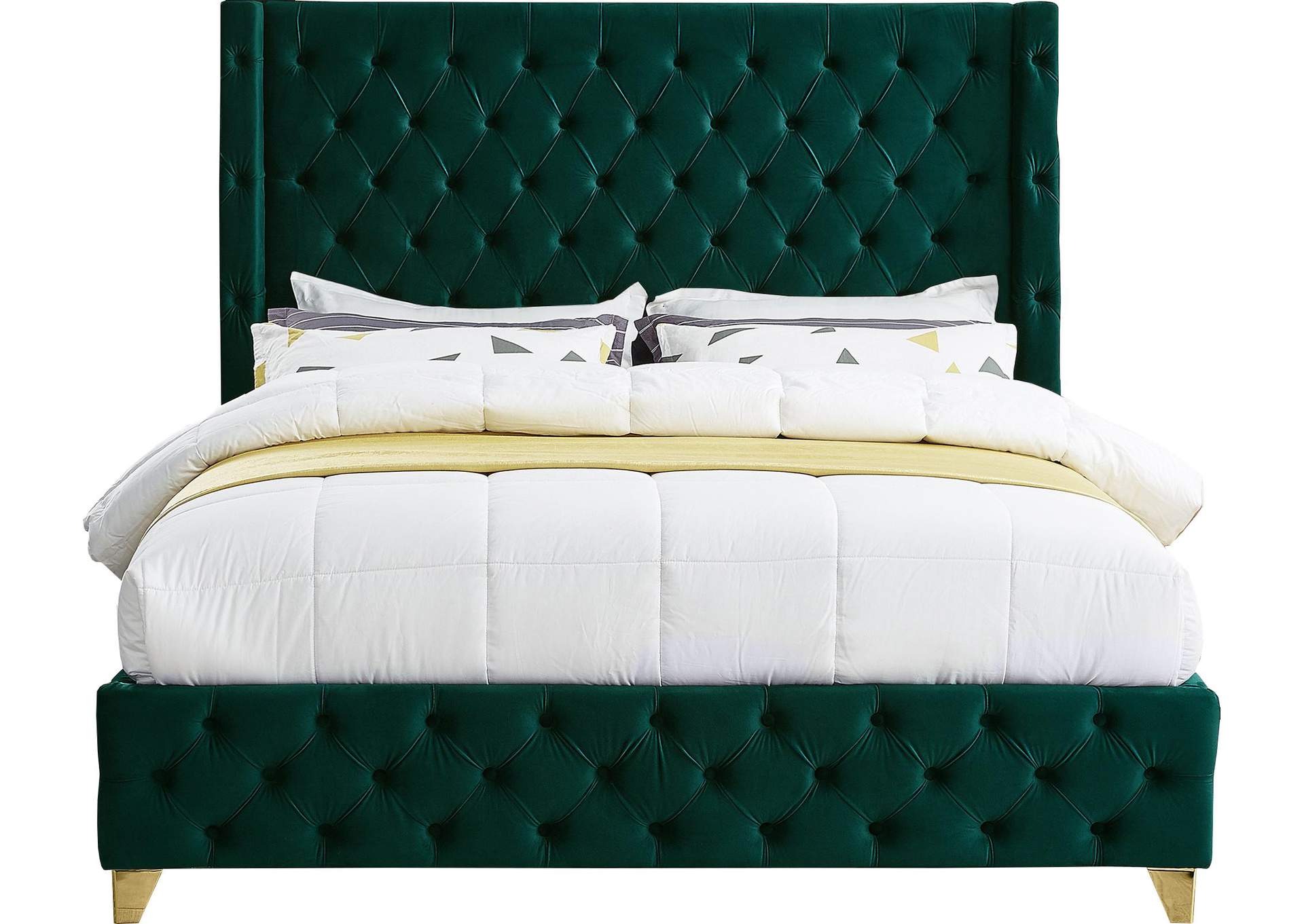 Savan Green Velvet King Bed,Meridian Furniture