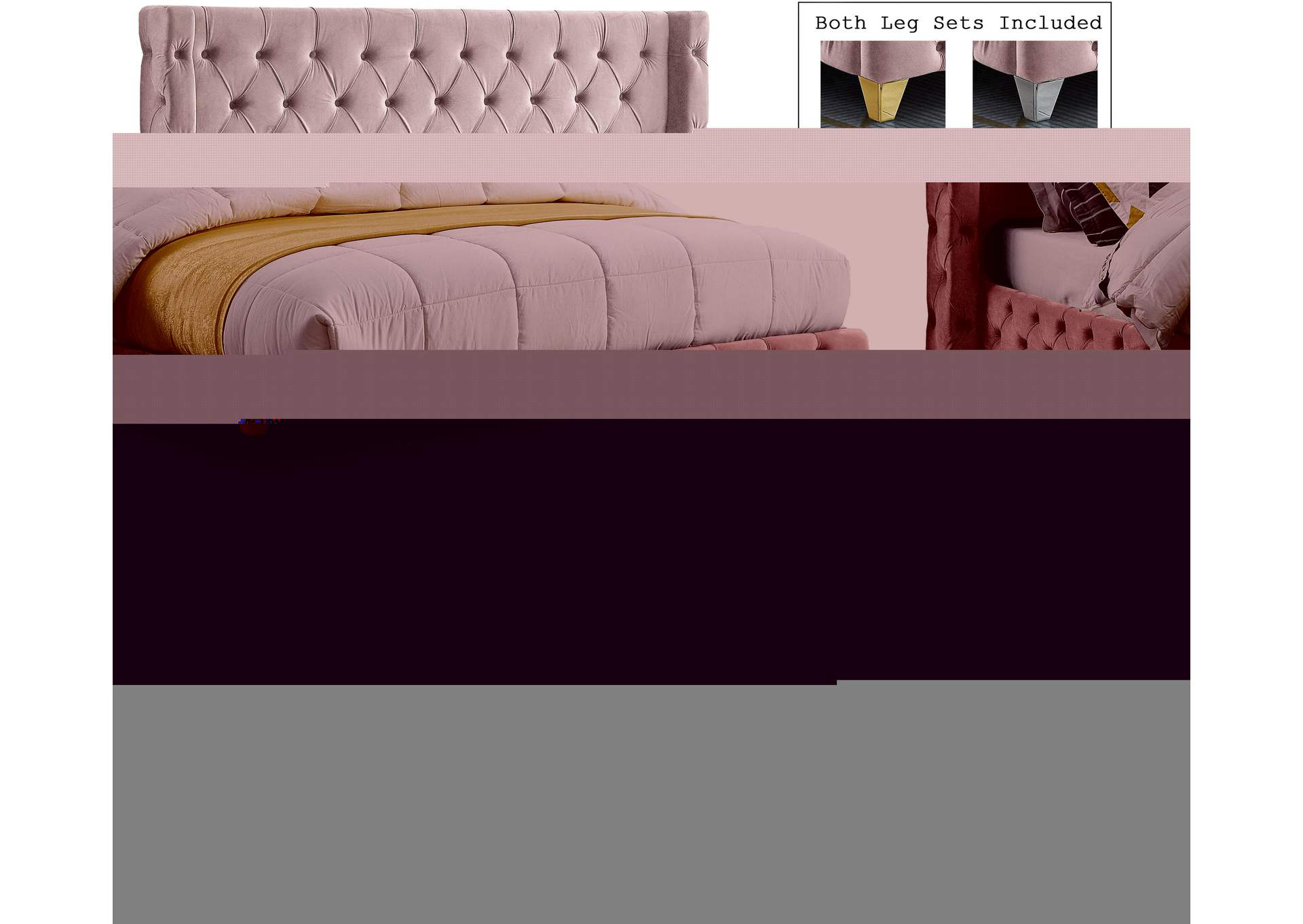 Savan Pink Velvet King Bed,Meridian Furniture