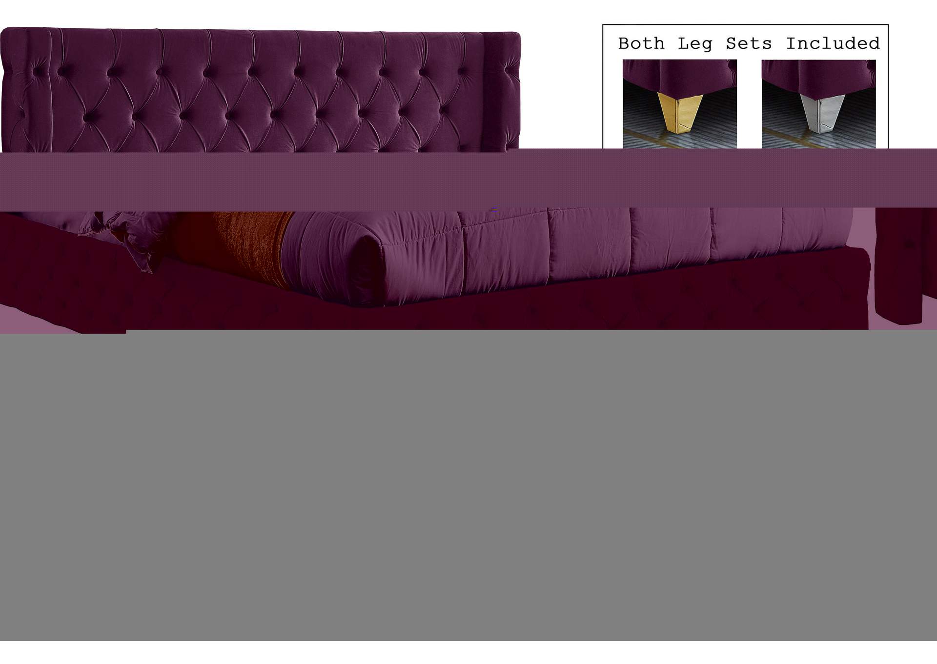 Savan Purple Velvet King Bed,Meridian Furniture