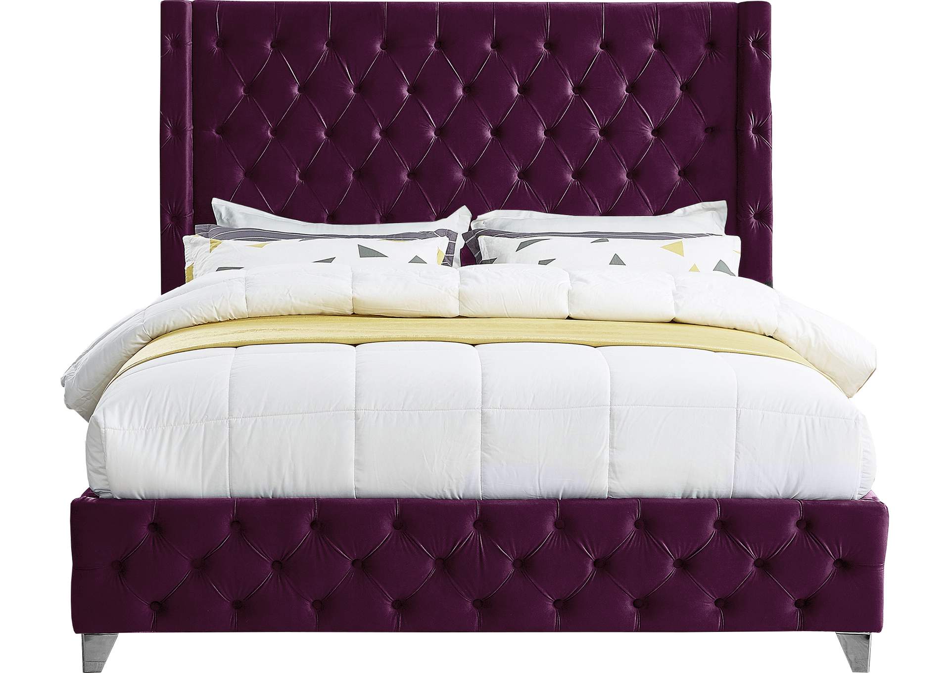 Savan Purple Velvet King Bed,Meridian Furniture