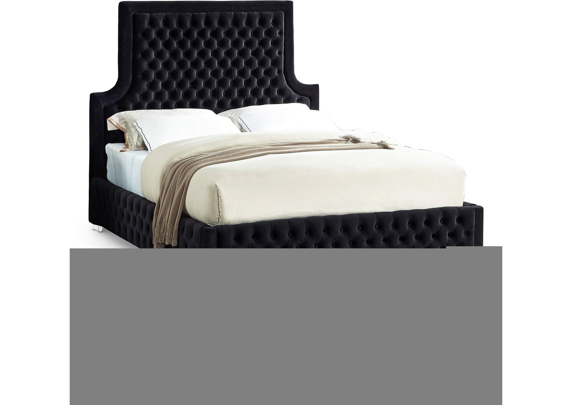 Sedona Black Velvet King Bed,Meridian Furniture