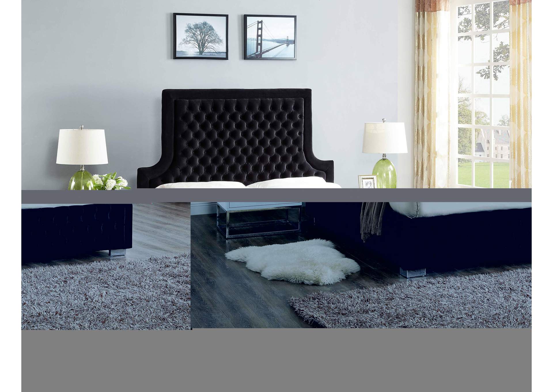 Sedona Black Velvet King Bed,Meridian Furniture