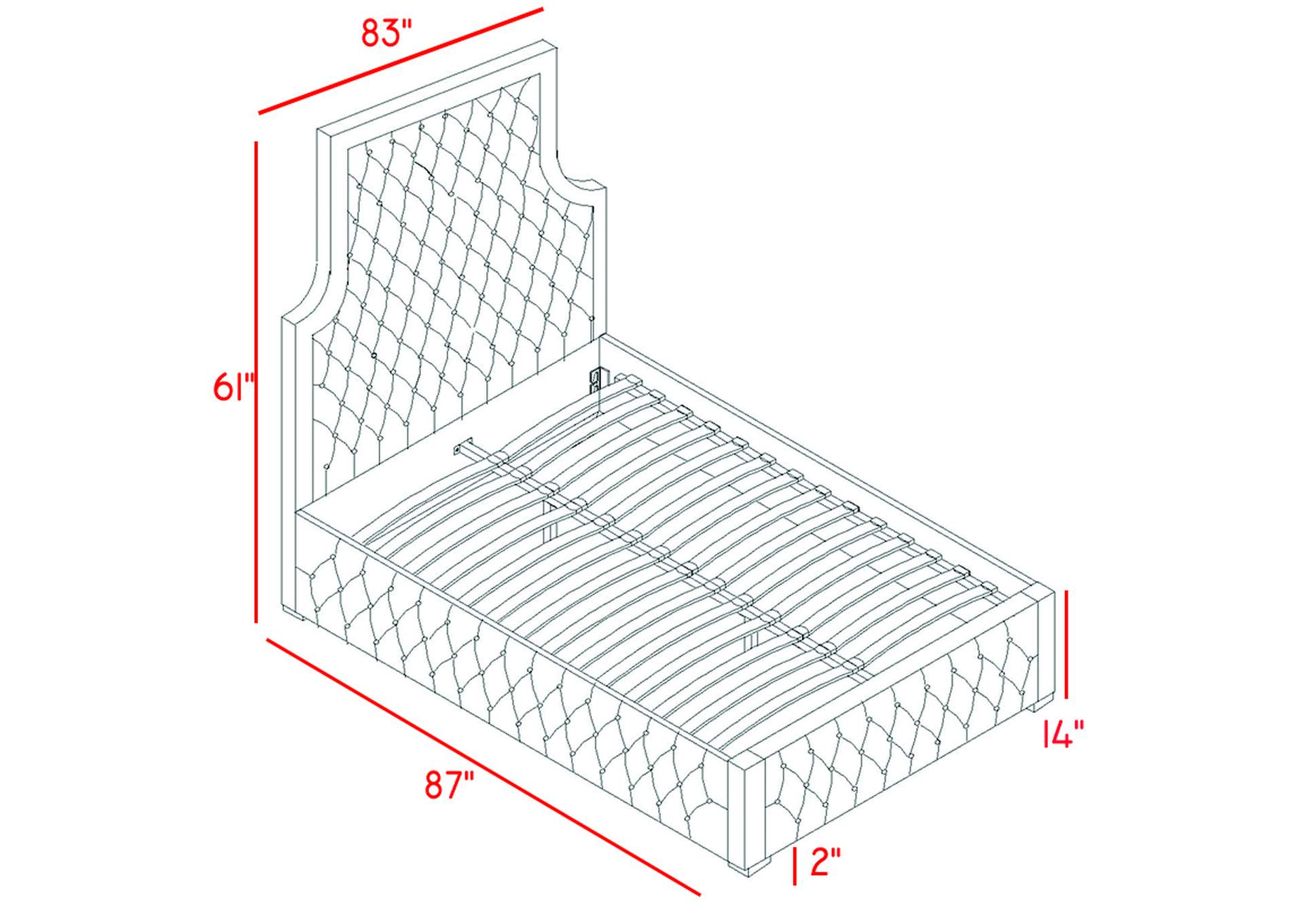 Sedona Cream Velvet King Bed,Meridian Furniture