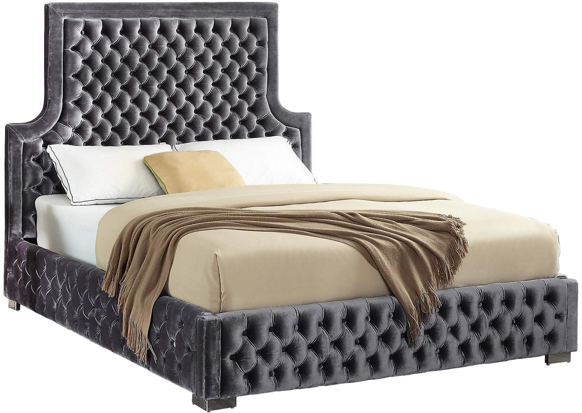Sedona Grey Velvet King Bed,Meridian Furniture
