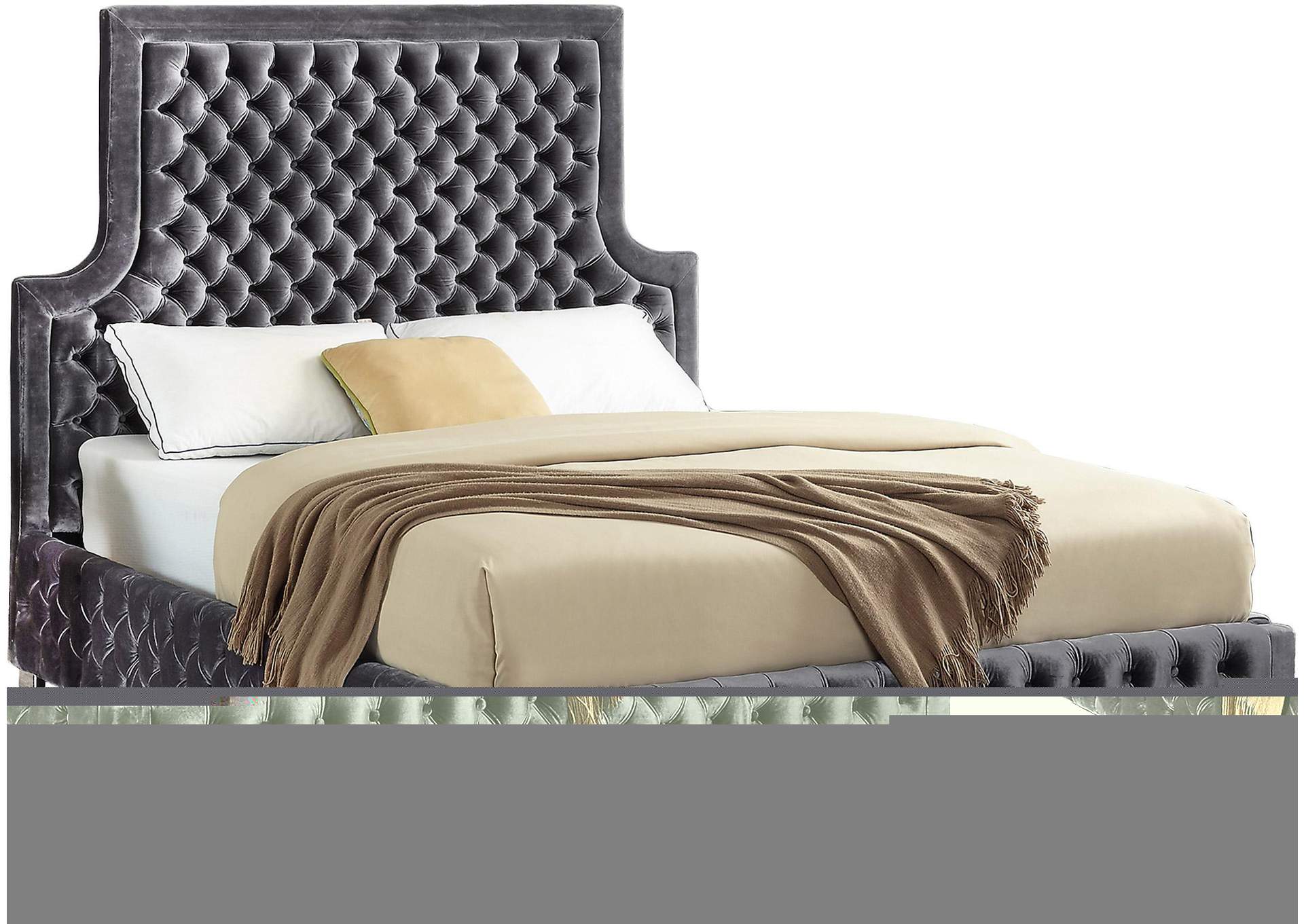 Sedona Grey Velvet Queen Bed,Meridian Furniture