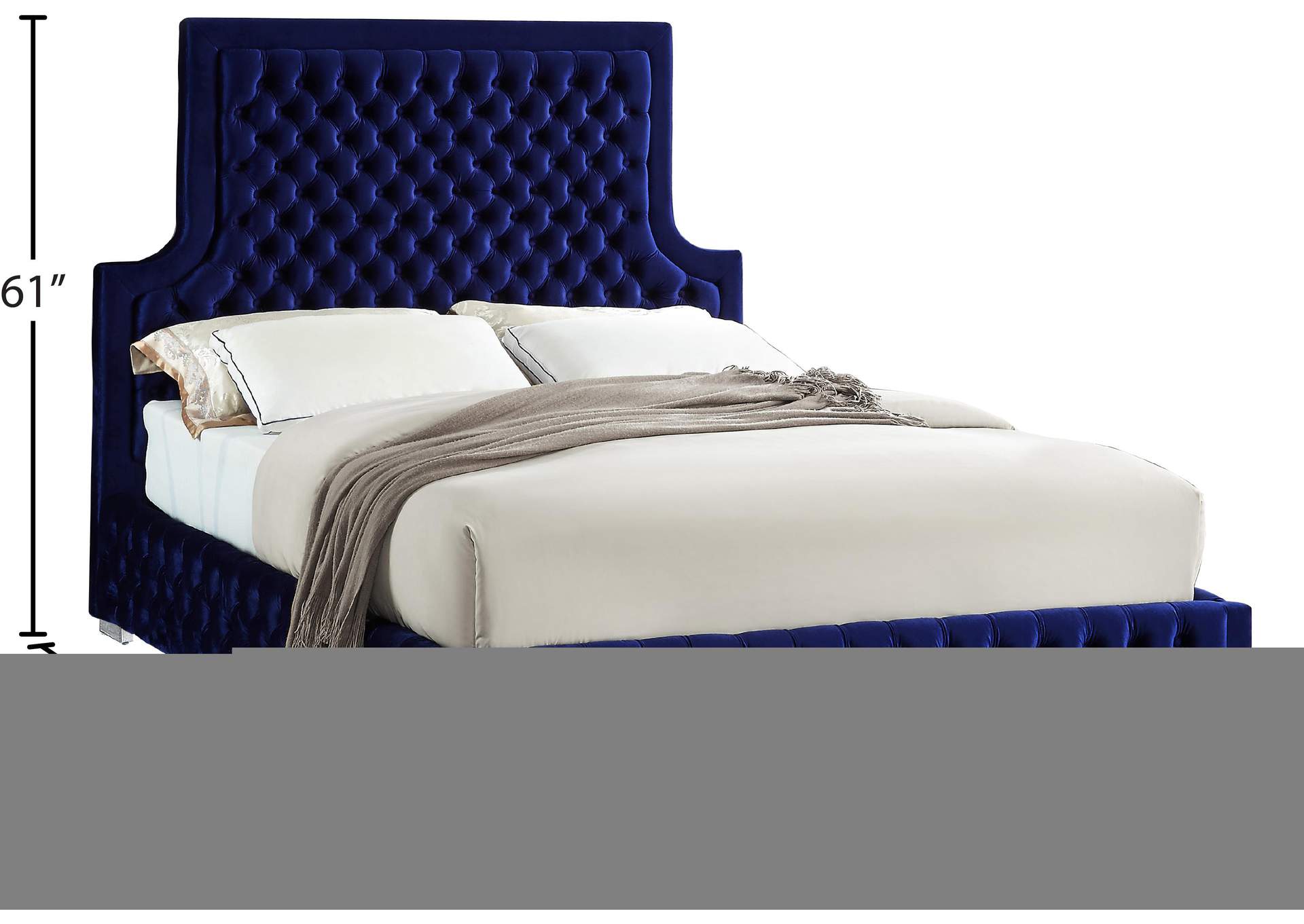 Sedona Navy Velvet King Bed,Meridian Furniture