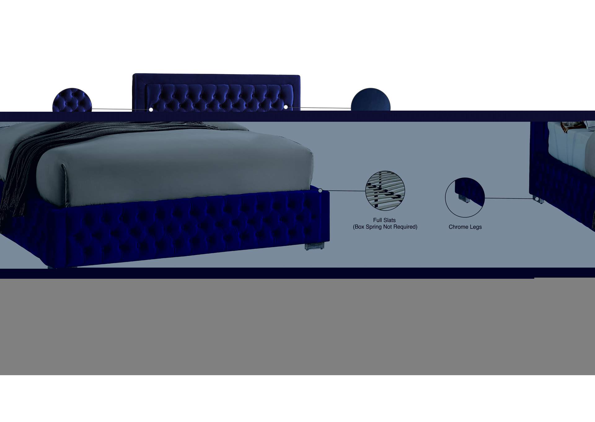 Sedona Navy Velvet King Bed,Meridian Furniture