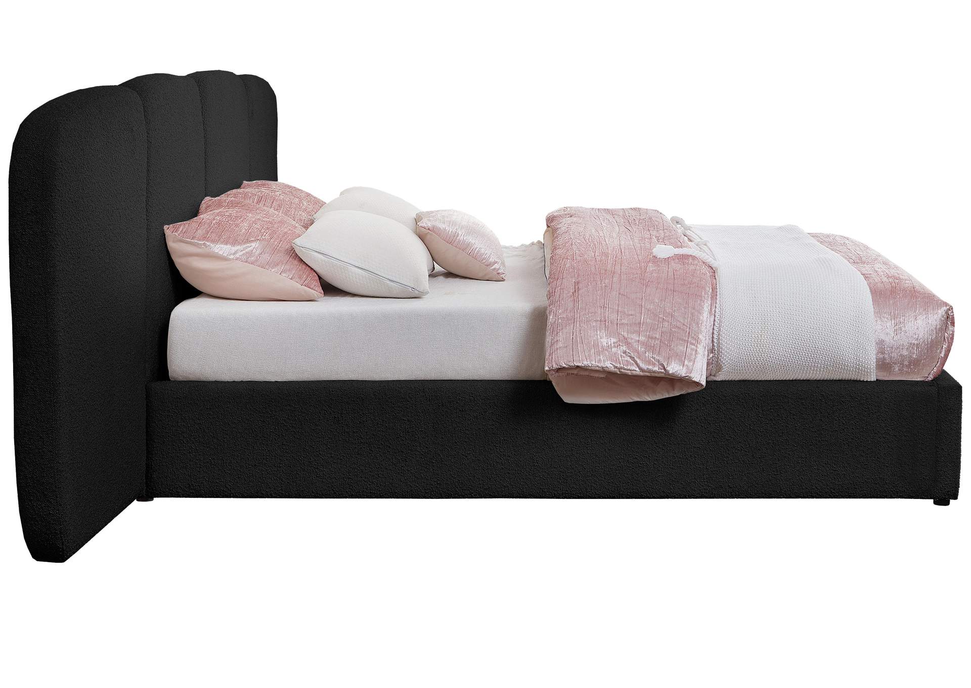 Shiloh Black Boucle Fabric King Bed (3 Boxes),Meridian Furniture