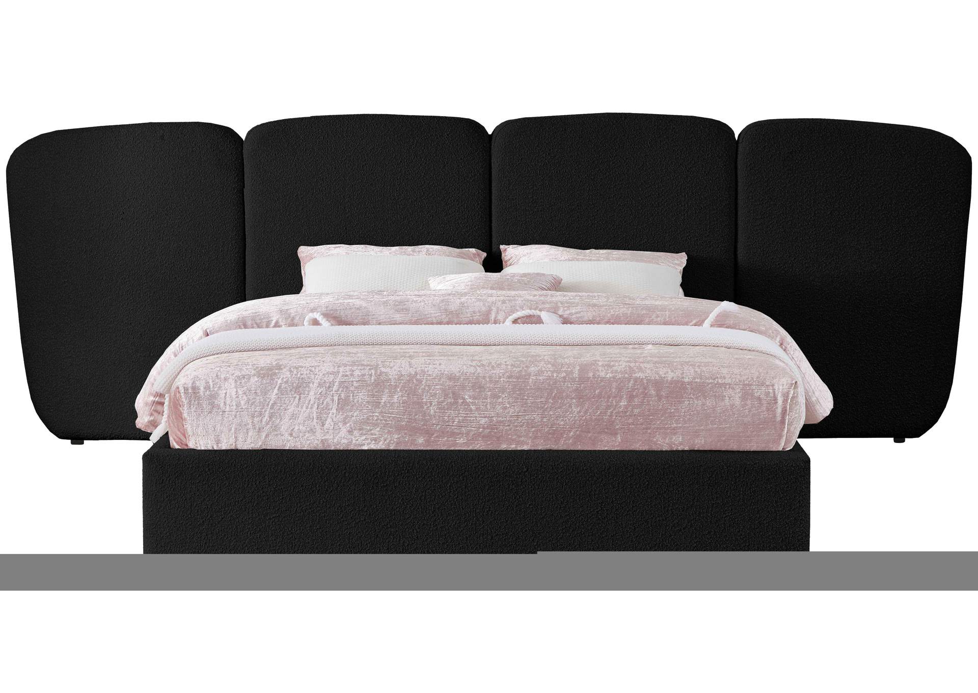 Shiloh Black Boucle Fabric Queen Bed (3 Boxes),Meridian Furniture