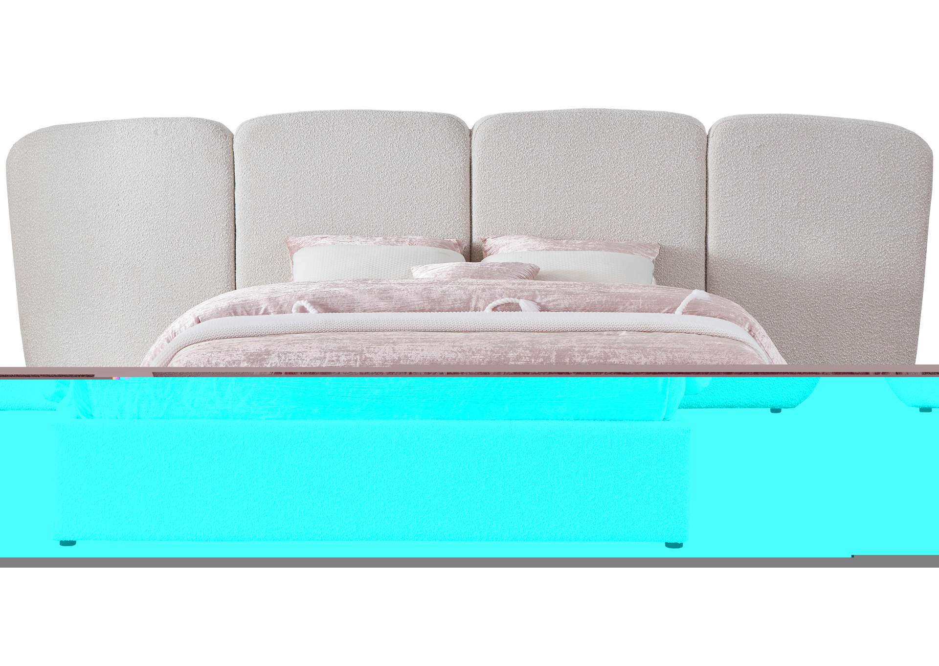Shiloh Cream Boucle Fabric King Bed (3 Boxes),Meridian Furniture