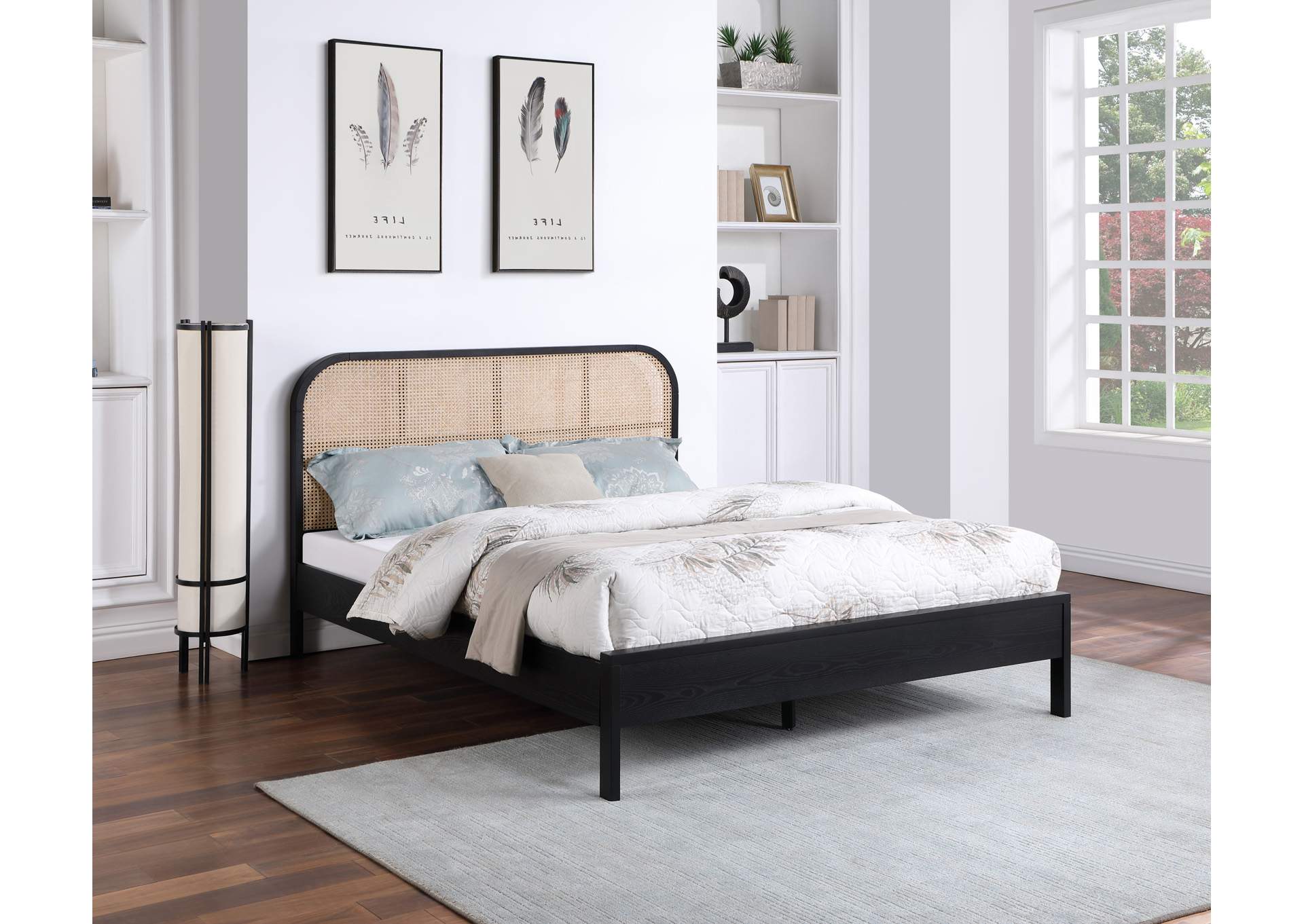 Siena Black Ash Wood Full Bed (3 Boxes),Meridian Furniture