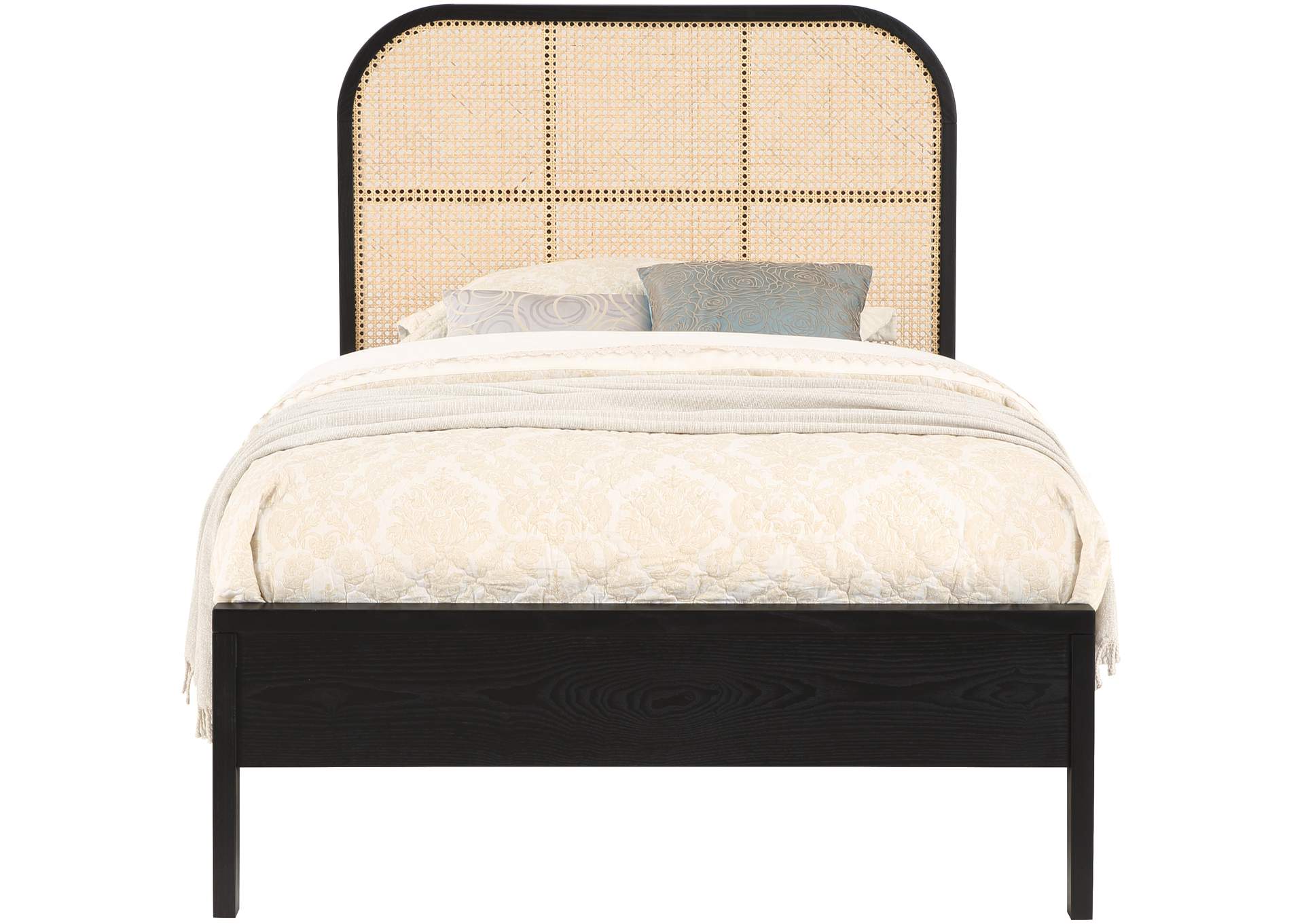 Siena Black Ash Wood Twin Bed (3 Boxes),Meridian Furniture