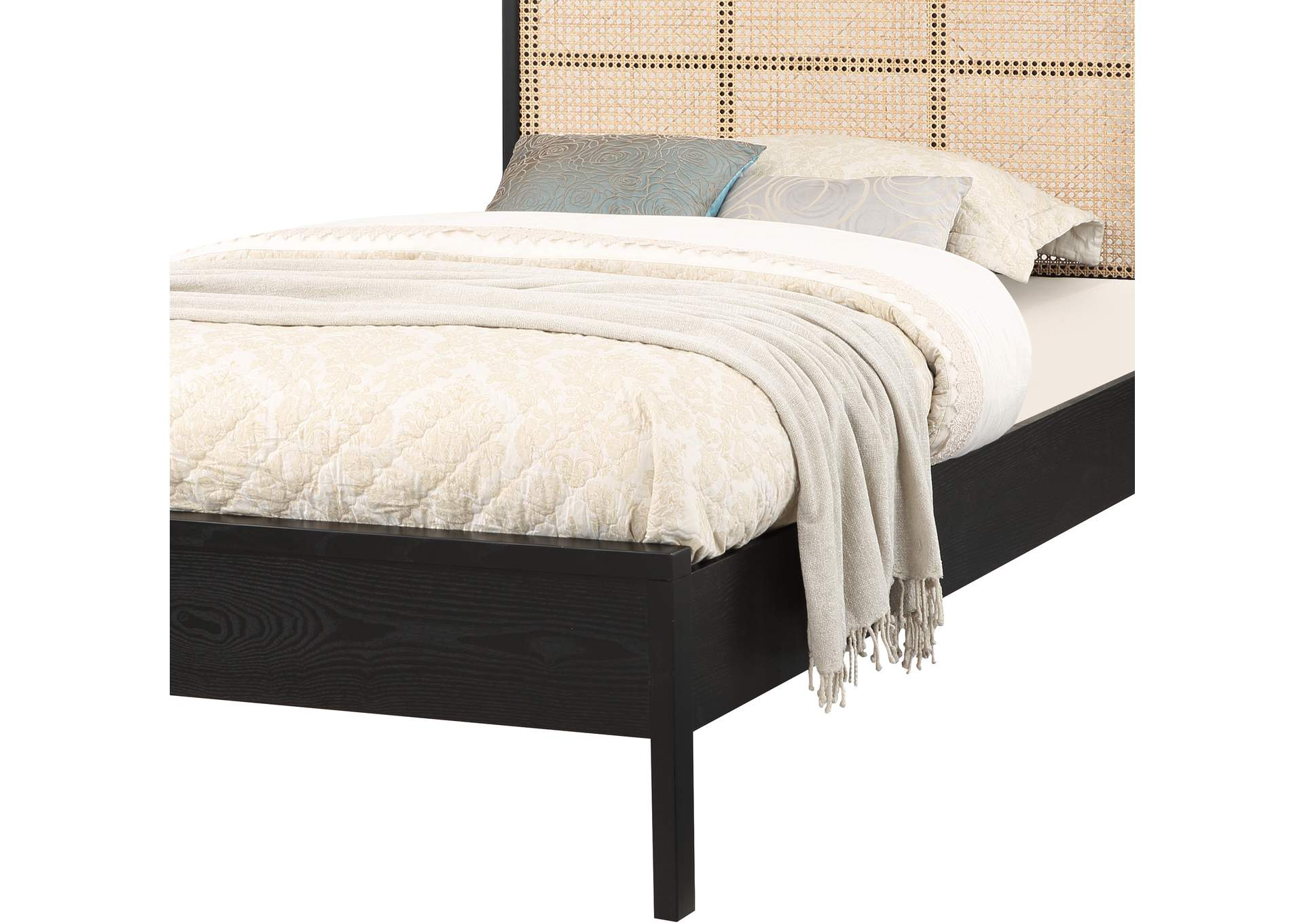 Siena Black Ash Wood Twin Bed (3 Boxes),Meridian Furniture