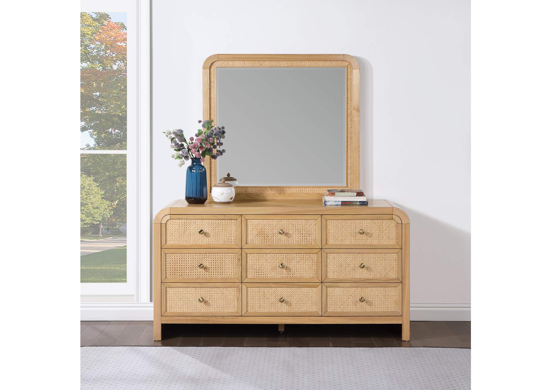 Siena Natural Mirror,Meridian Furniture