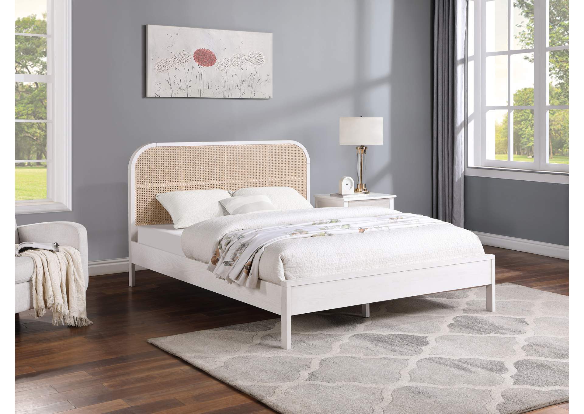 Siena White Ash Wood Full Bed (3 Boxes),Meridian Furniture