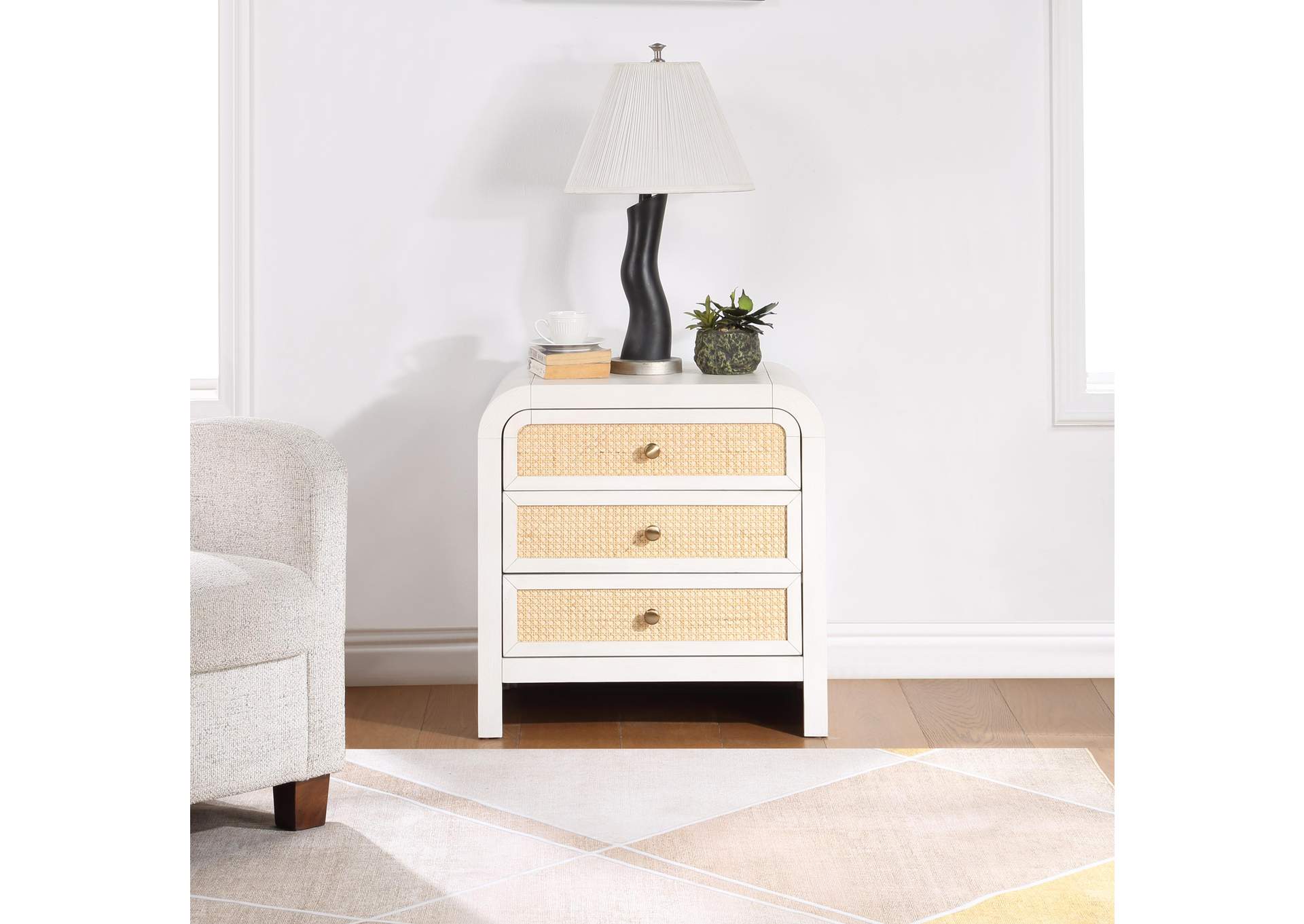 Siena White Night Stand,Meridian Furniture