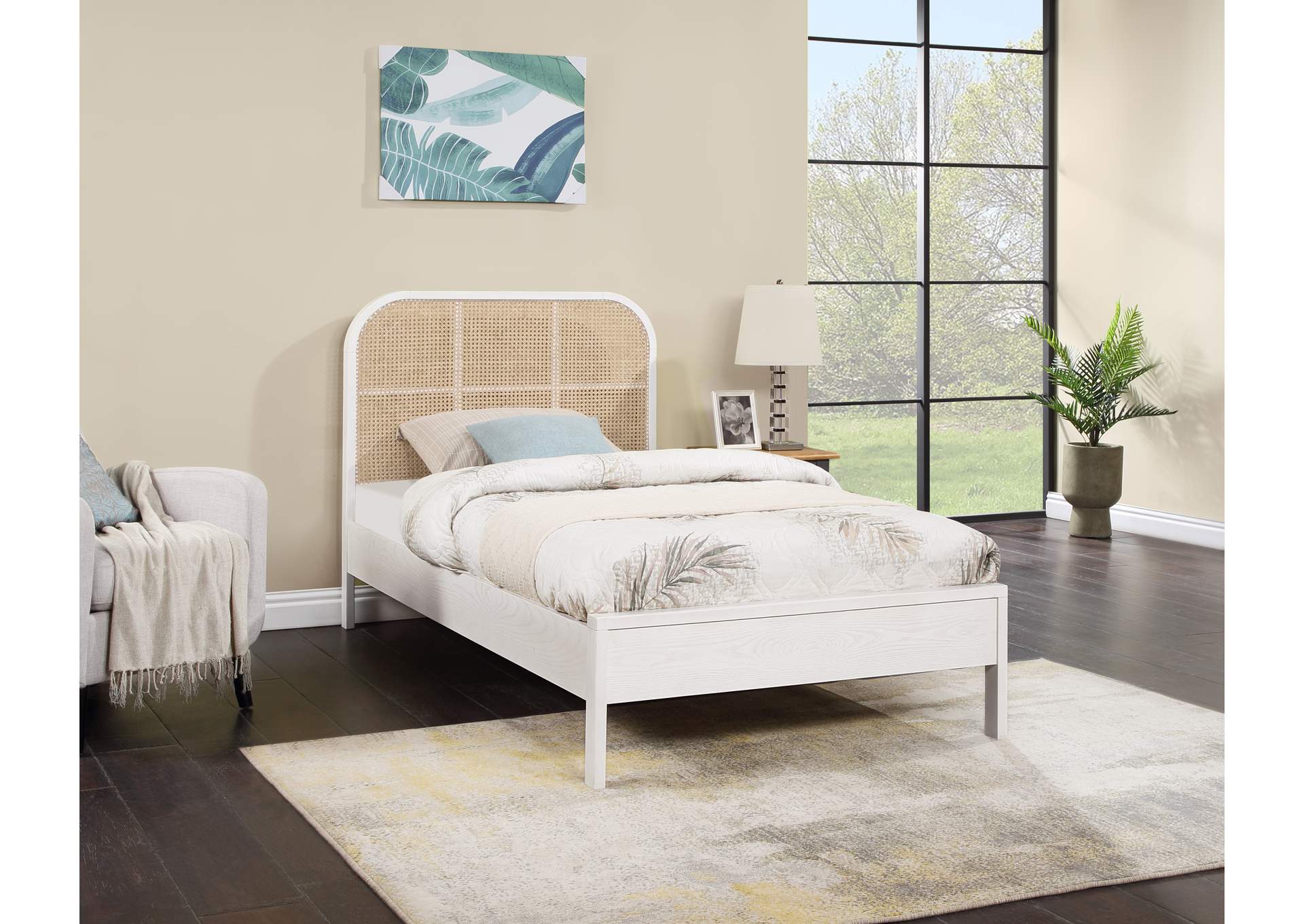 Siena White Ash Wood Twin Bed (3 Boxes),Meridian Furniture