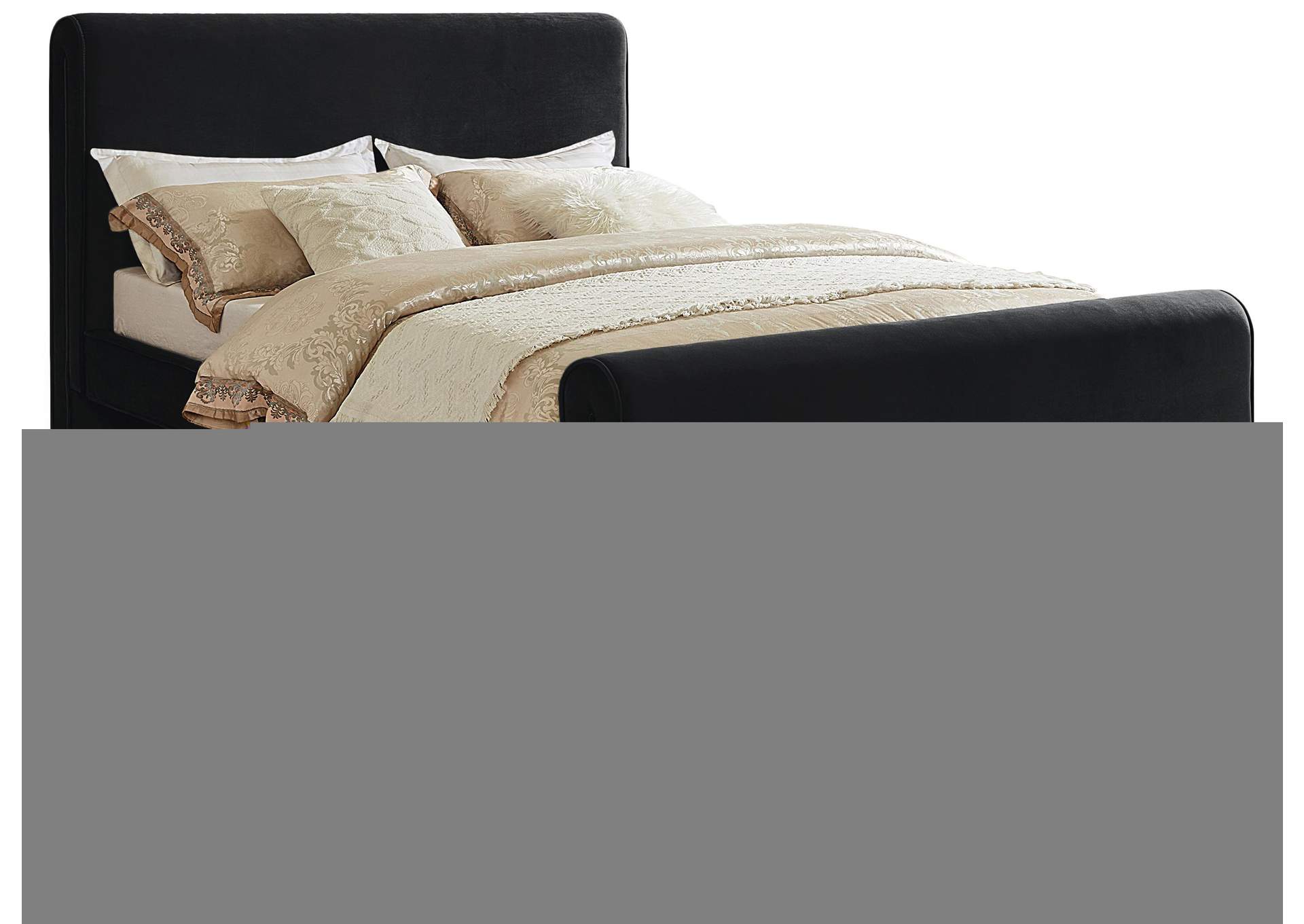 Sloan Black Velvet King Bed (3 Boxes),Meridian Furniture