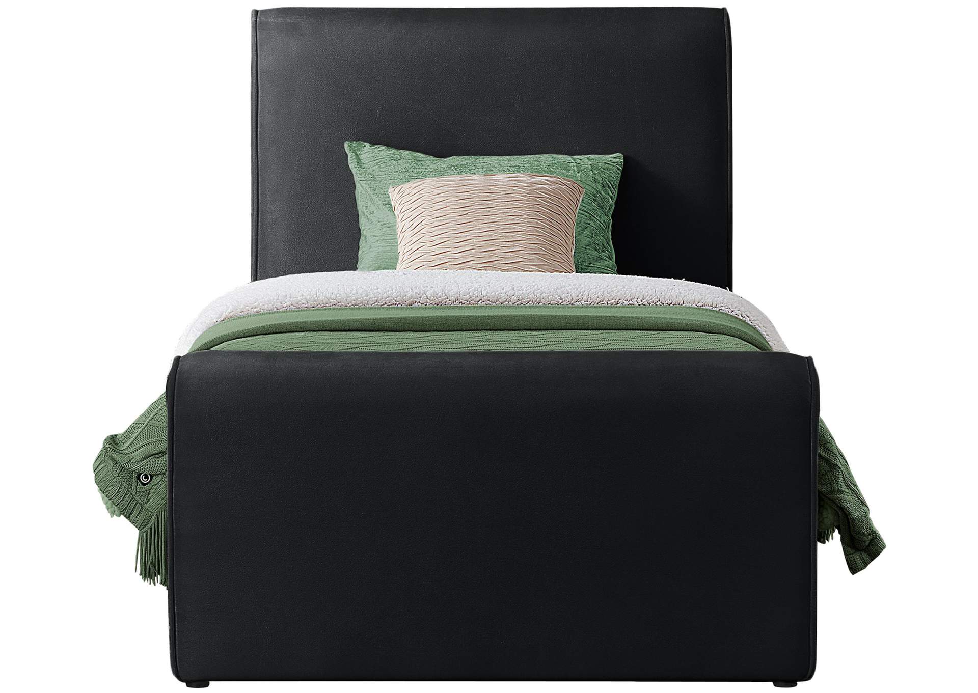 Sloan Black Velvet Twin Bed (3 Boxes),Meridian Furniture
