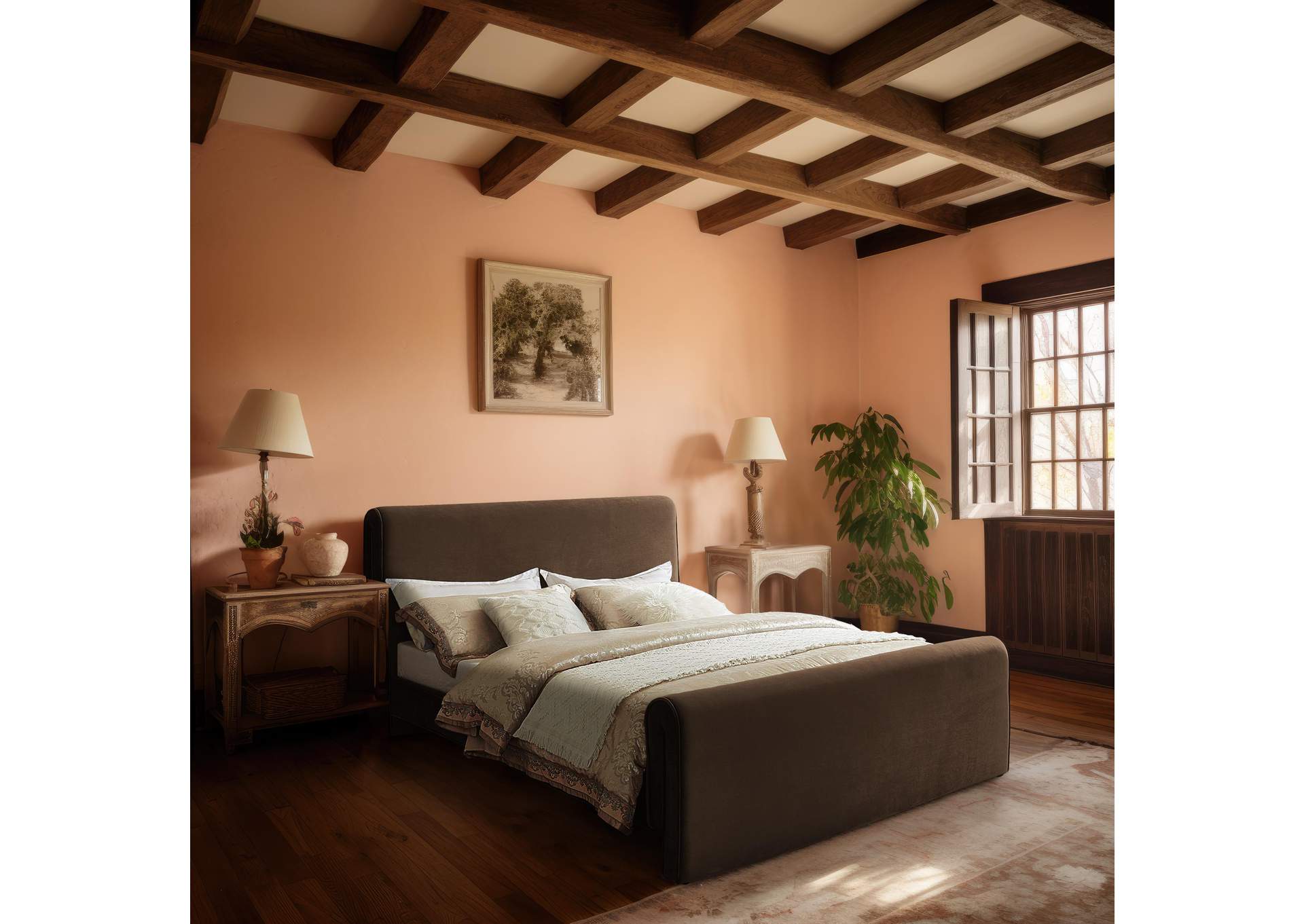 Sloan Brown Velvet King Bed (3 Boxes),Meridian Furniture