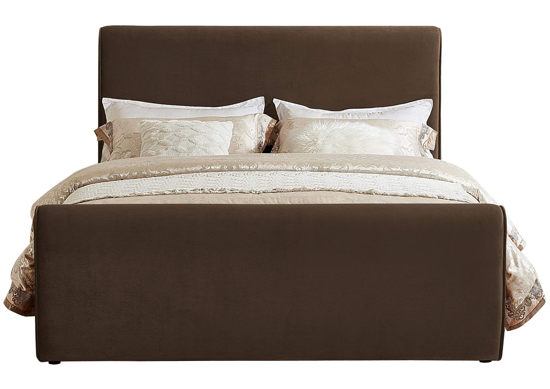Sloan Brown Velvet King Bed (3 Boxes),Meridian Furniture