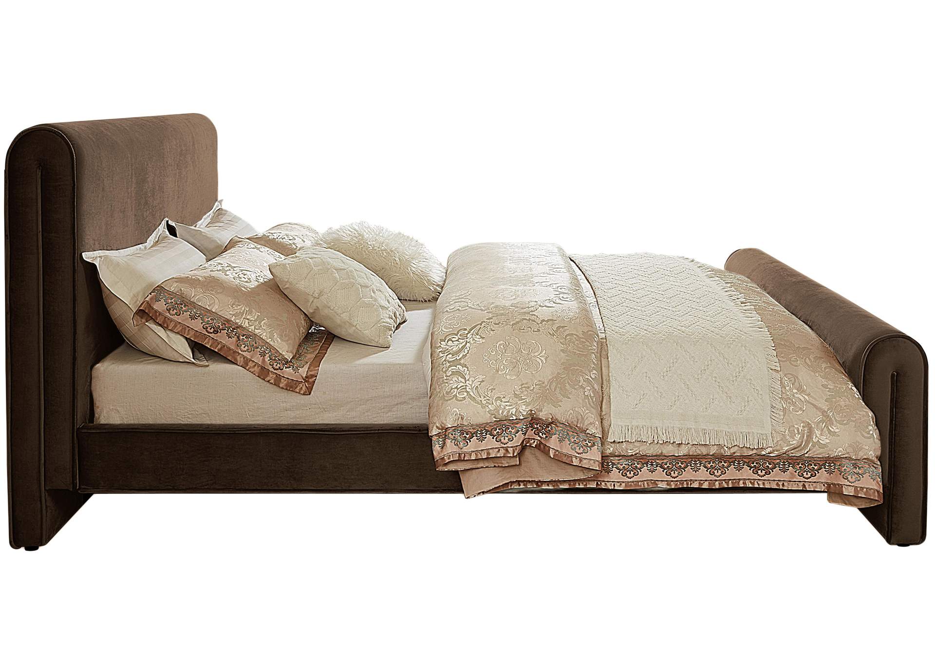 Sloan Brown Velvet King Bed (3 Boxes),Meridian Furniture
