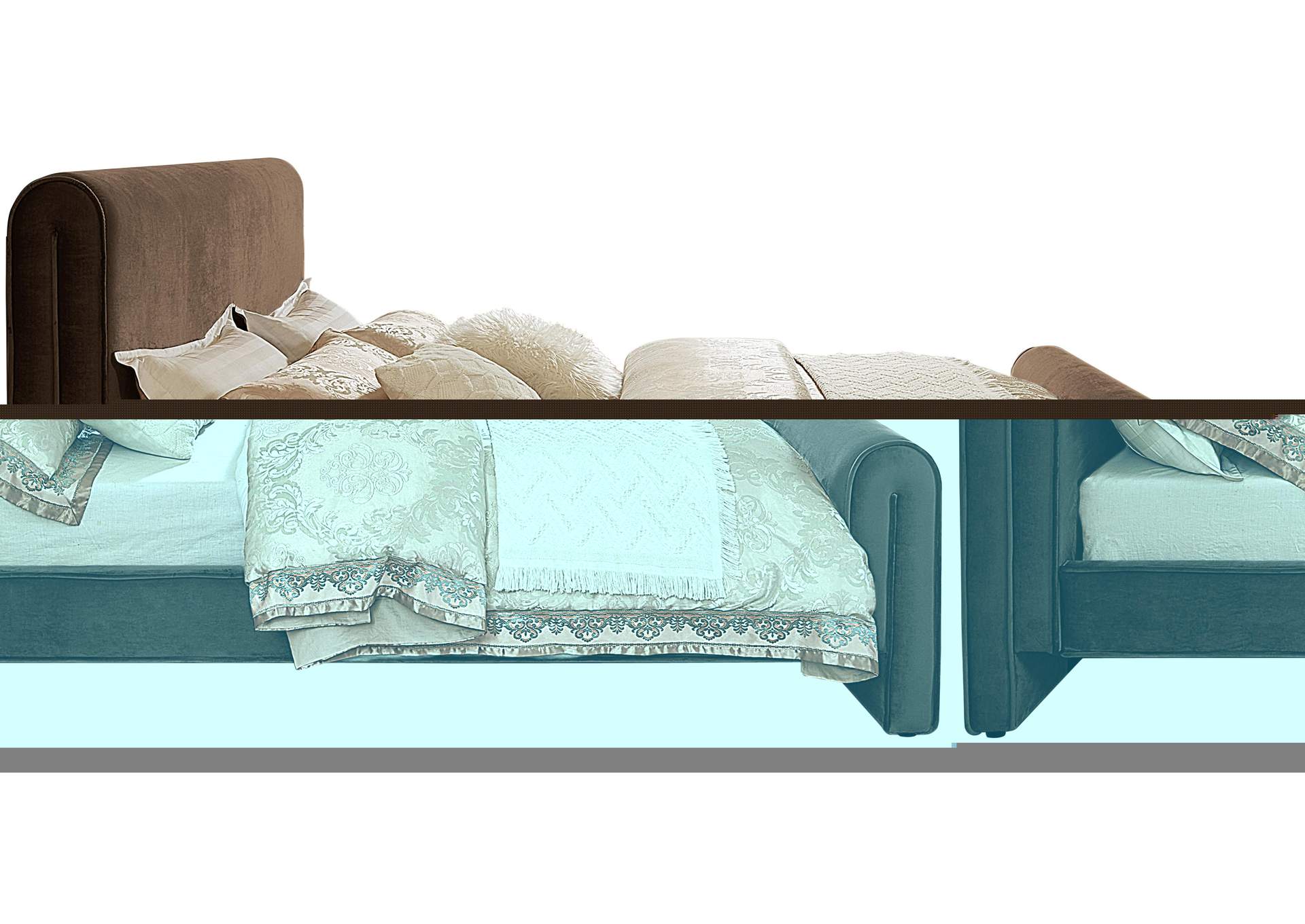 Sloan Brown Velvet Queen Bed (3 Boxes),Meridian Furniture