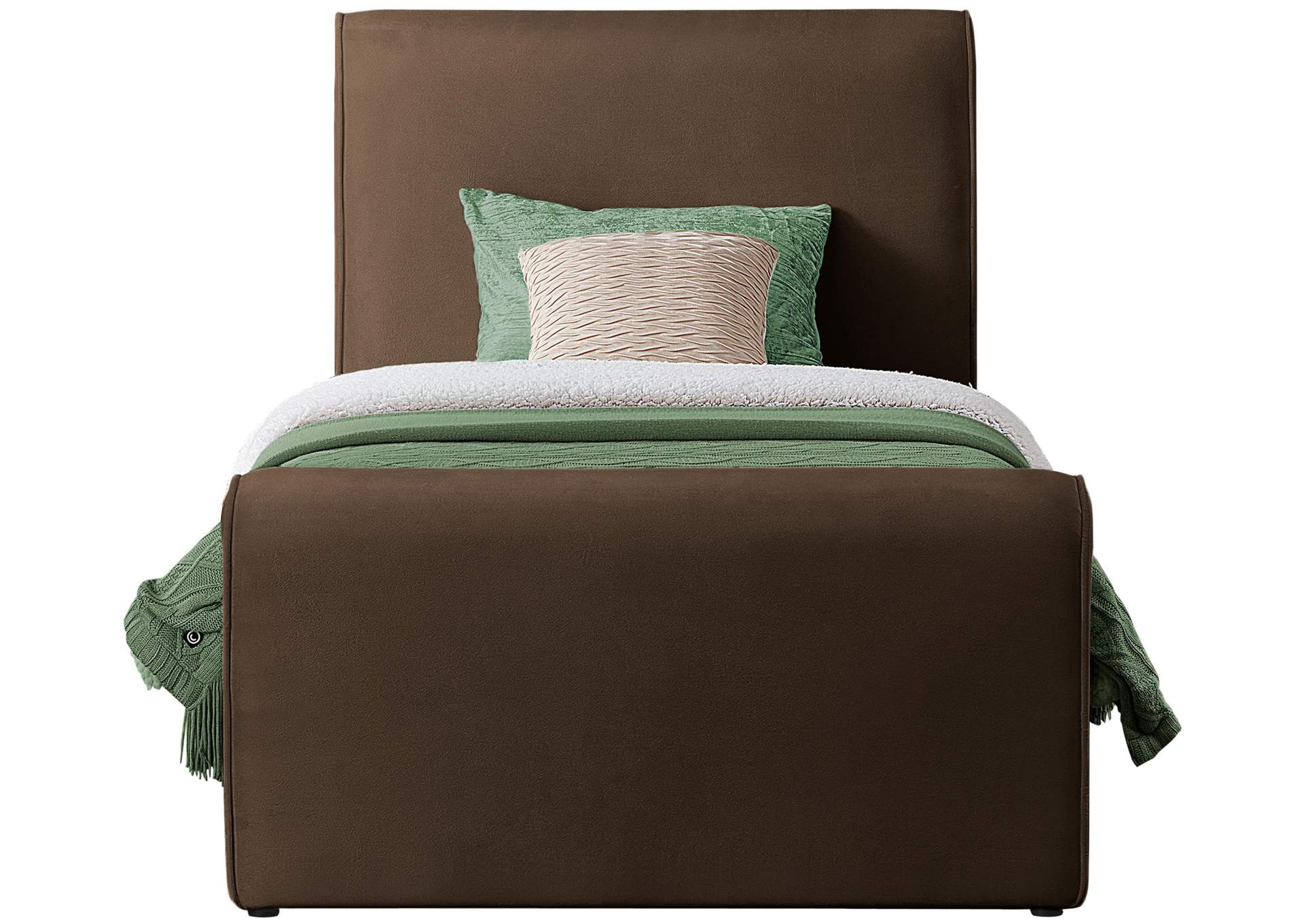 Sloan Brown Velvet Twin Bed (3 Boxes),Meridian Furniture
