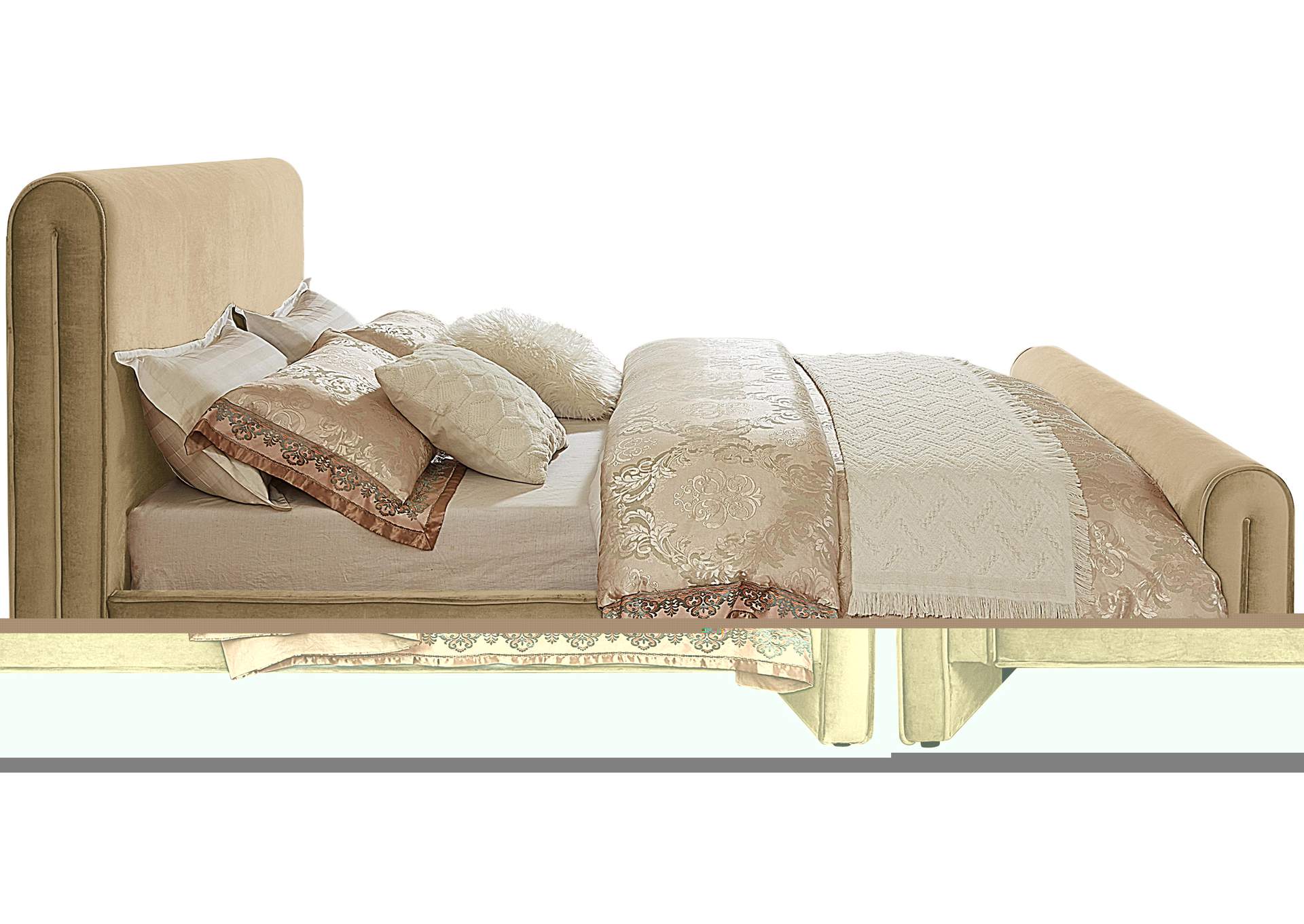 Sloan Camel Velvet Full Bed (3 Boxes),Meridian Furniture