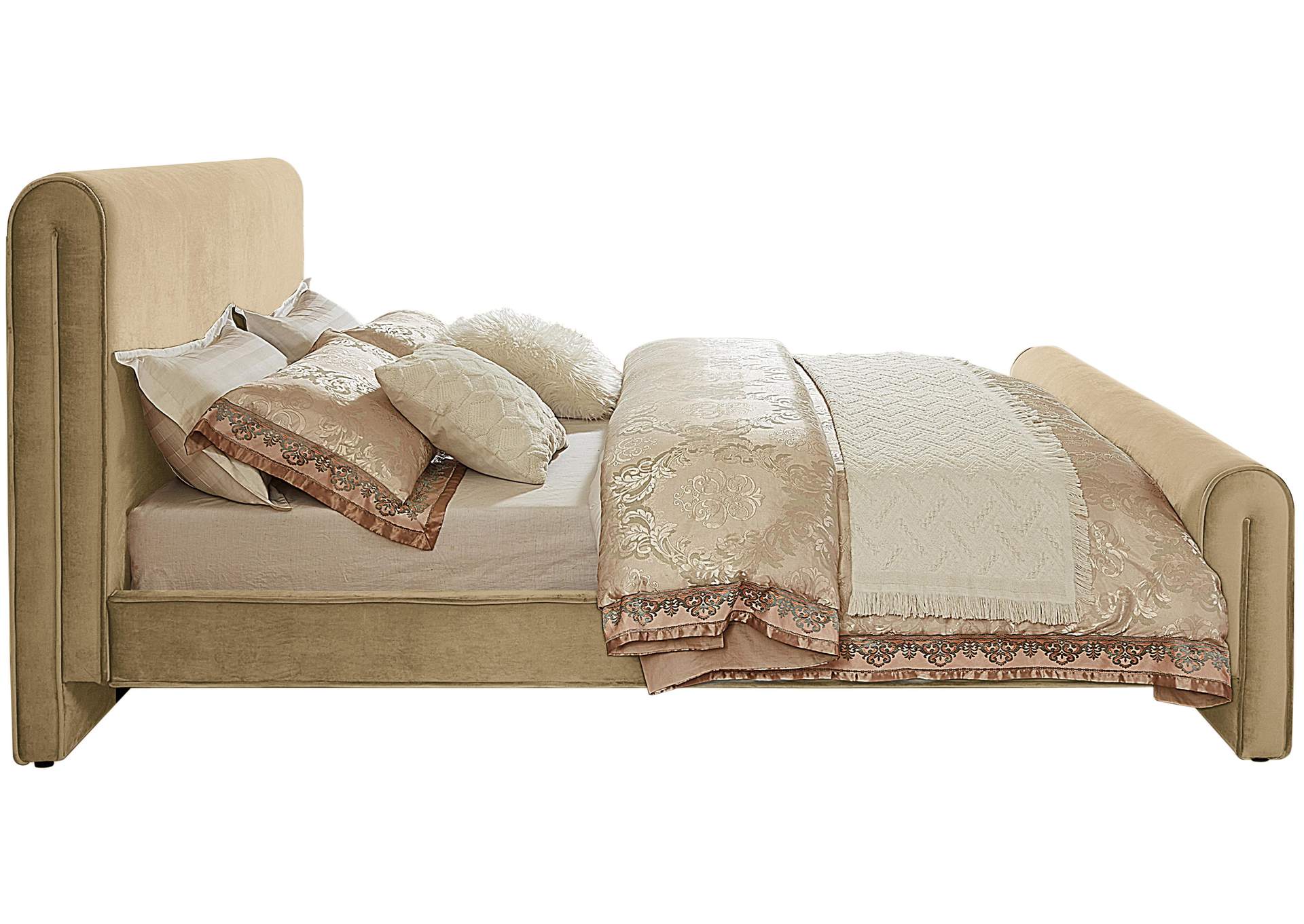 Sloan Camel Velvet King Bed (3 Boxes),Meridian Furniture