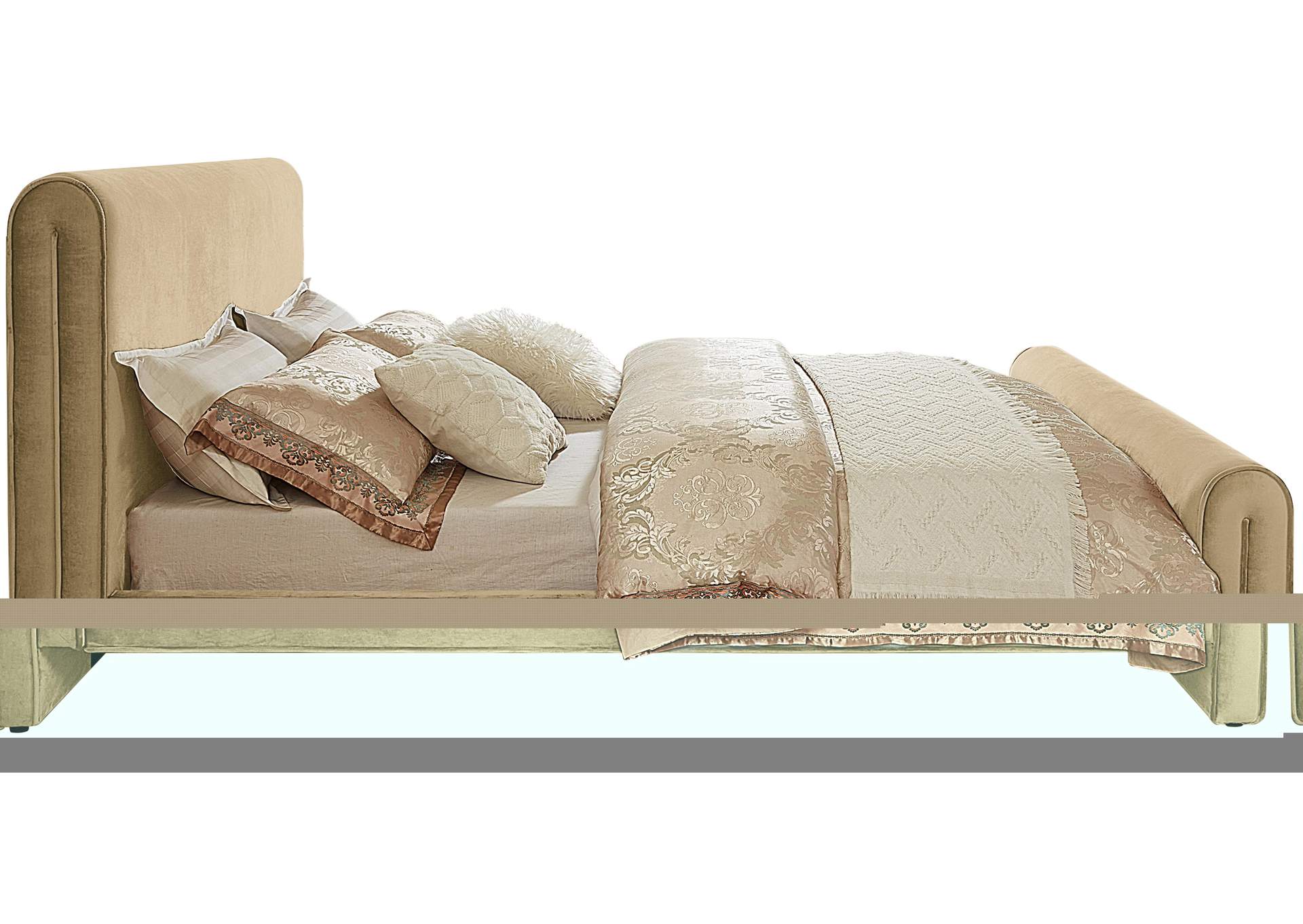 Sloan Camel Velvet Queen Bed (3 Boxes),Meridian Furniture