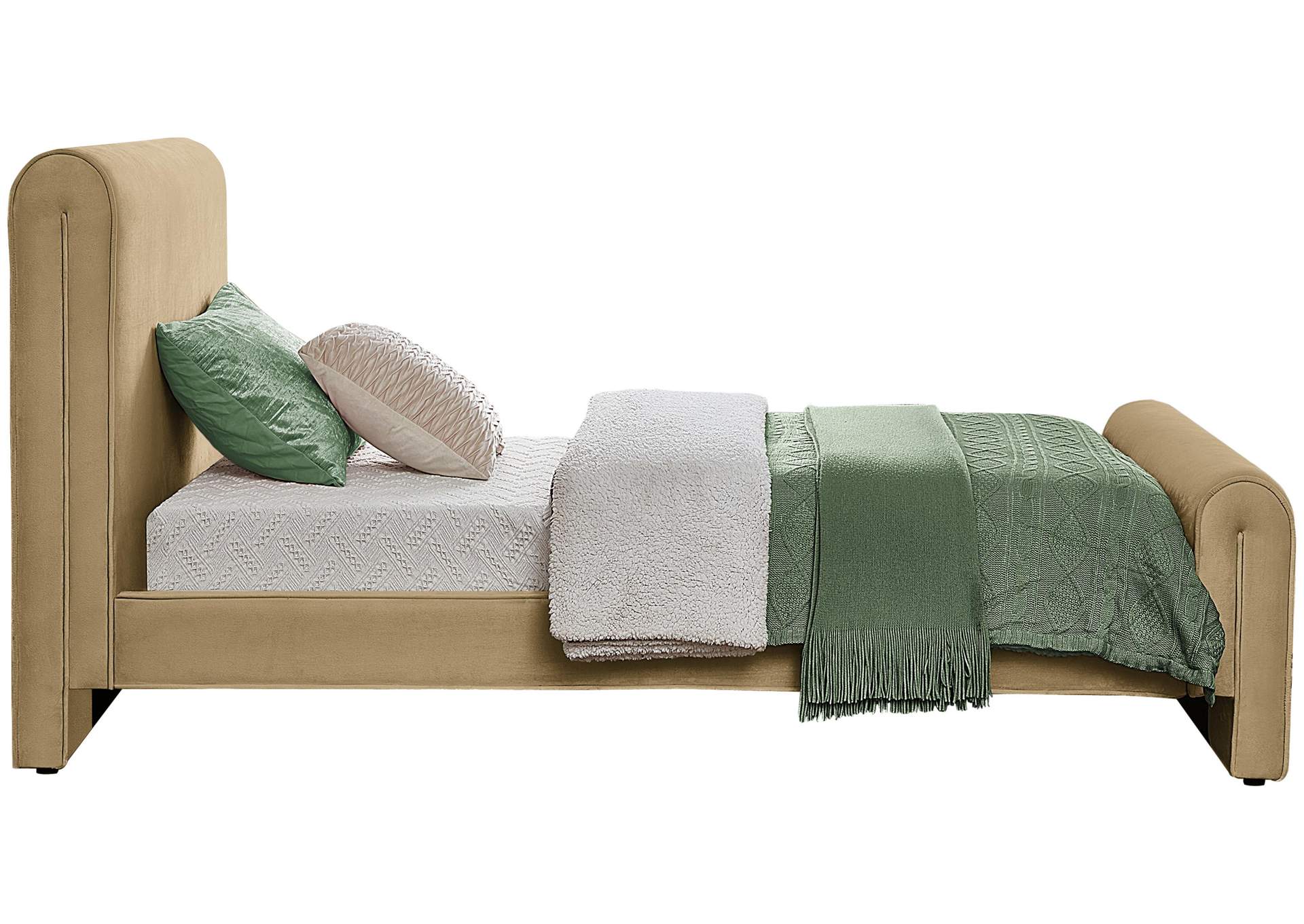 Sloan Camel Velvet Twin Bed (3 Boxes),Meridian Furniture