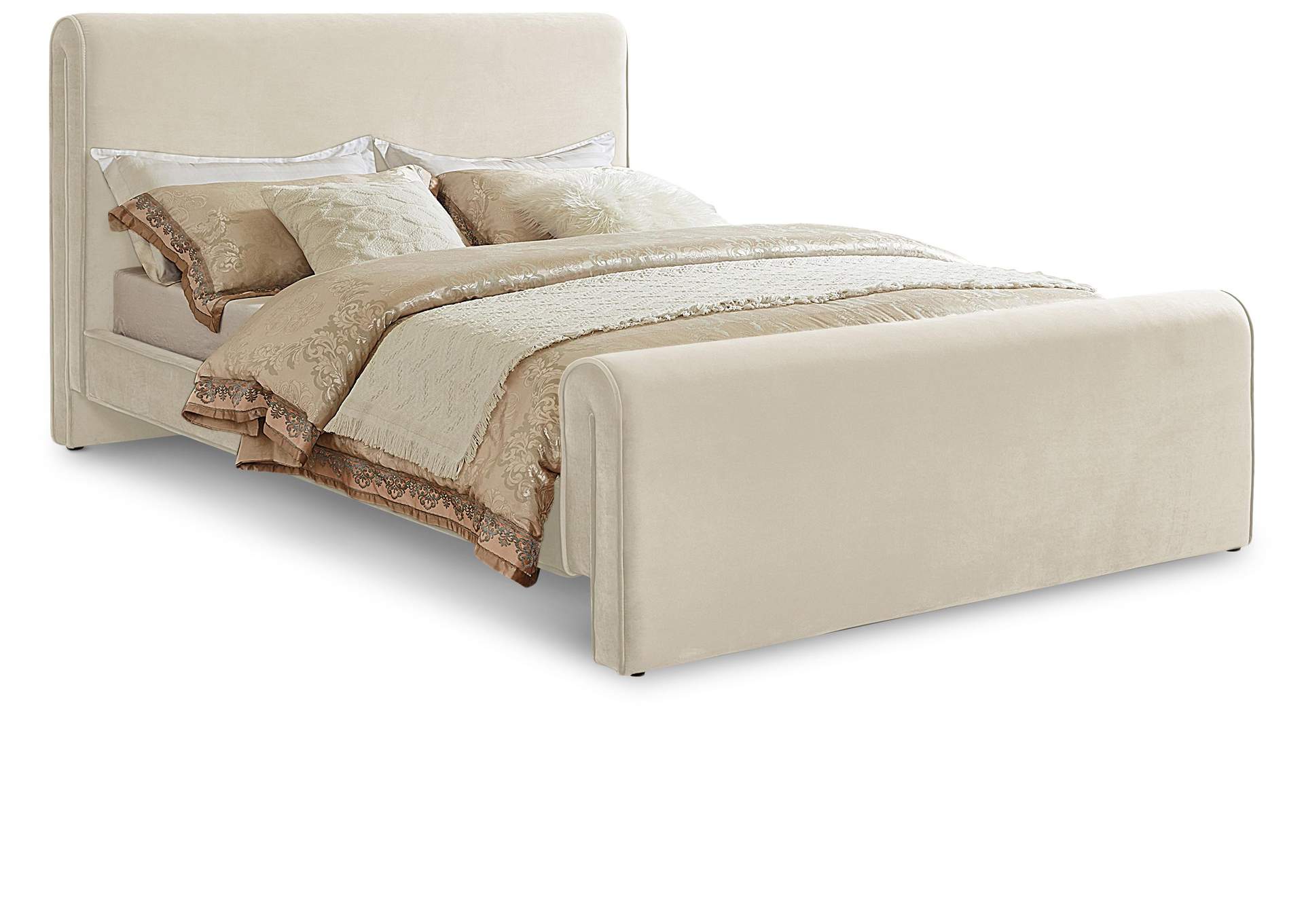 Sloan Cream Velvet Full Bed (3 Boxes),Meridian Furniture