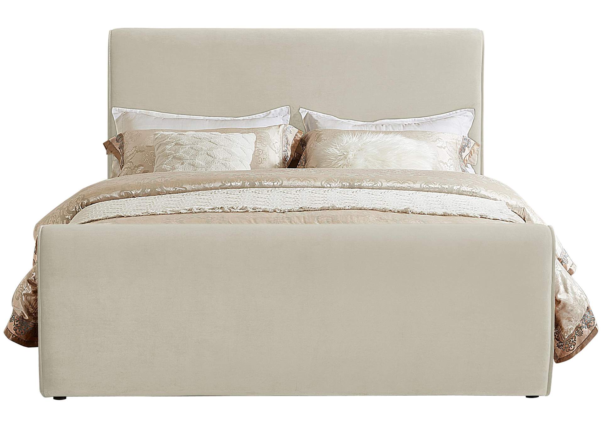 Sloan Cream Velvet King Bed (3 Boxes),Meridian Furniture