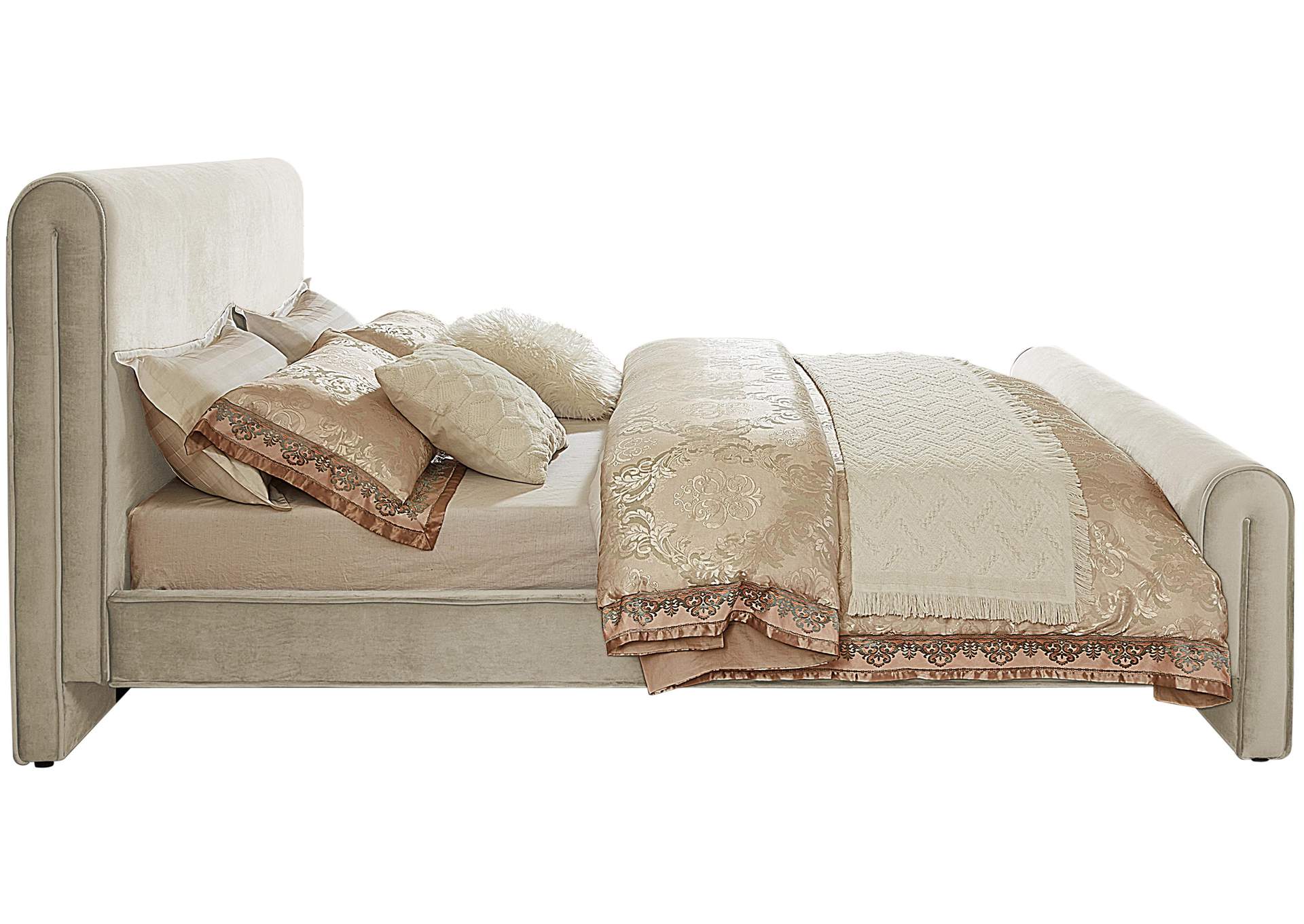 Sloan Cream Velvet Queen Bed (3 Boxes),Meridian Furniture
