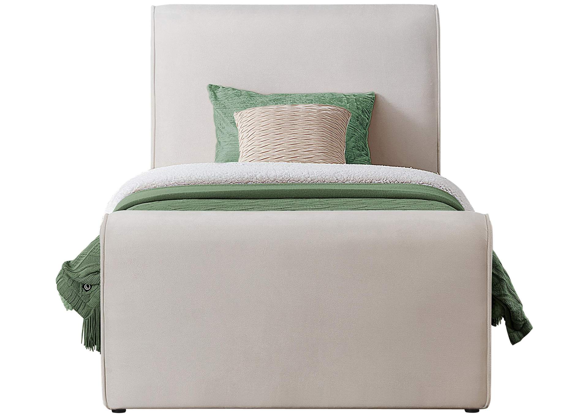Sloan Cream Velvet Twin Bed (3 Boxes),Meridian Furniture