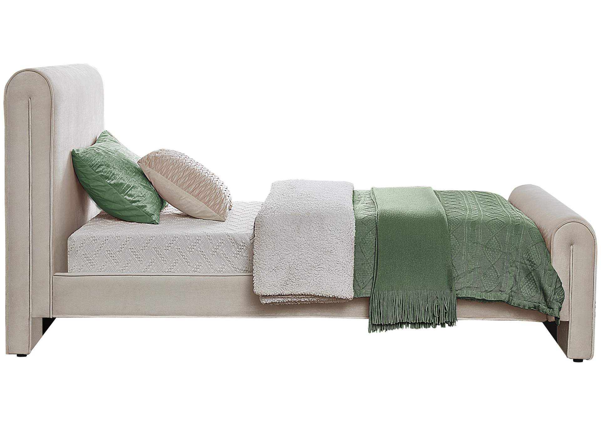 Sloan Cream Velvet Twin Bed (3 Boxes),Meridian Furniture