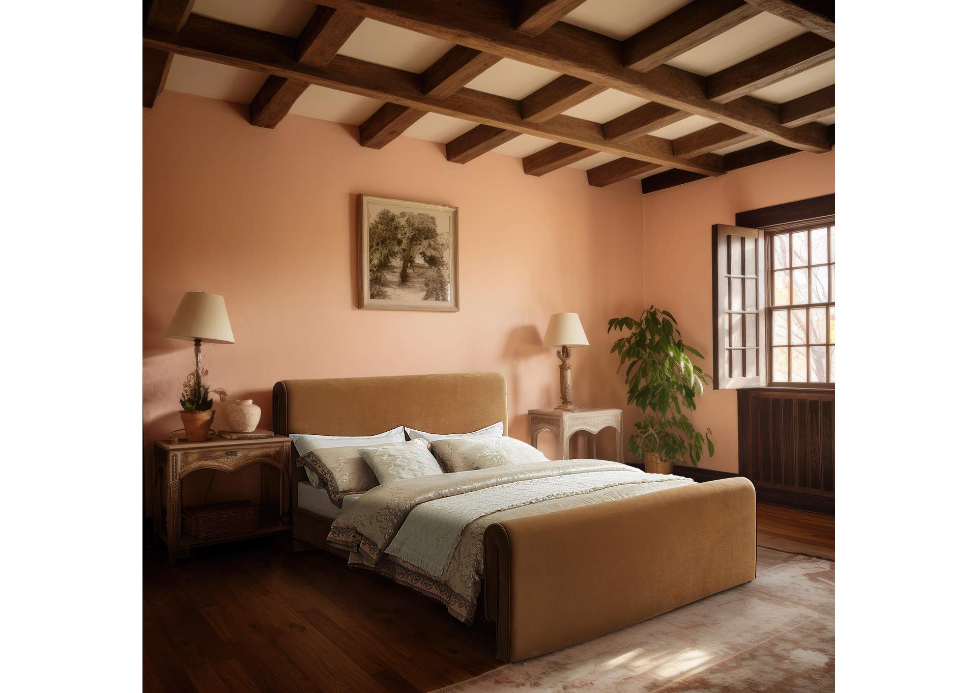 Sloan Saddle Velvet King Bed (3 Boxes),Meridian Furniture