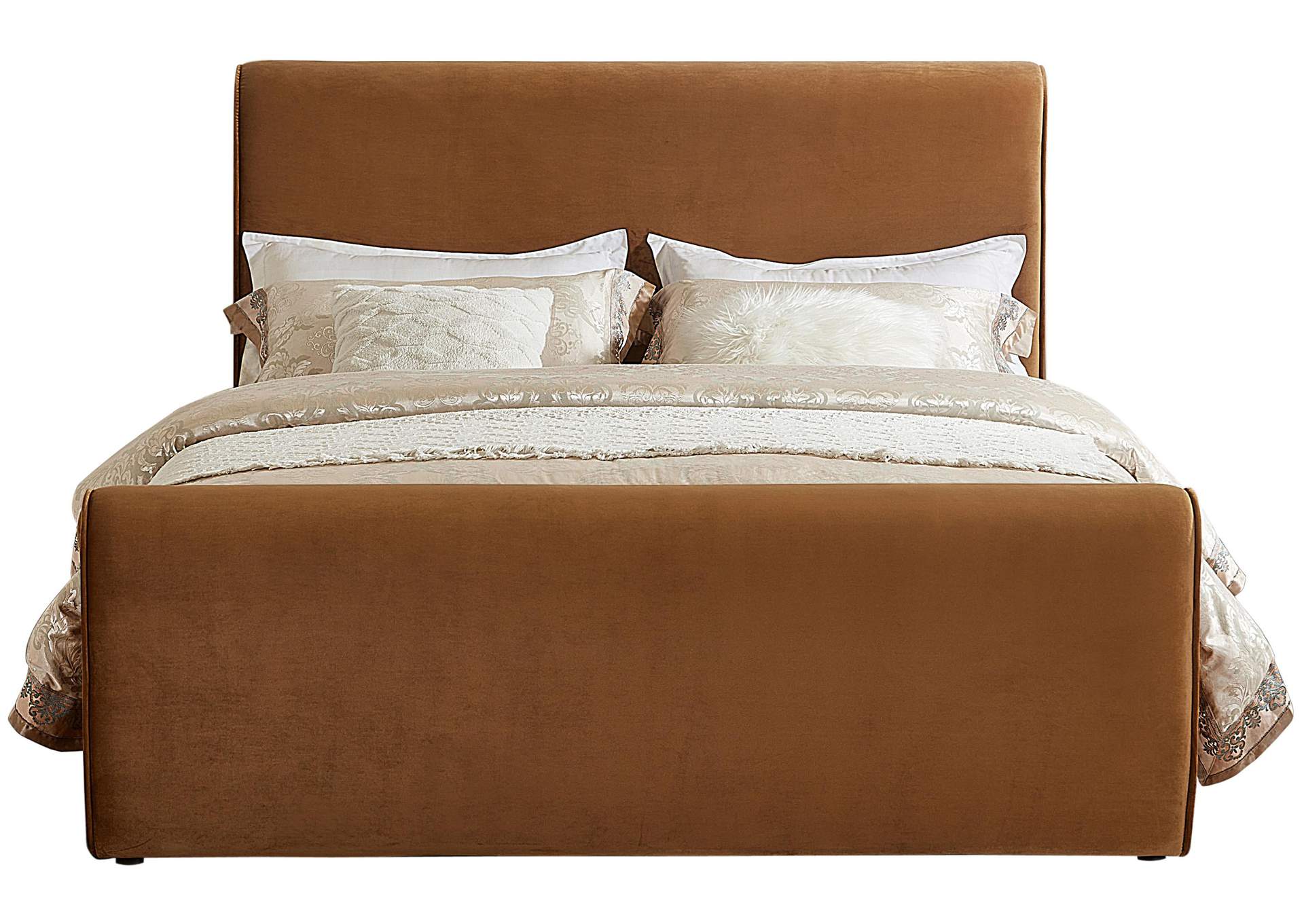 Sloan Saddle Velvet King Bed (3 Boxes),Meridian Furniture